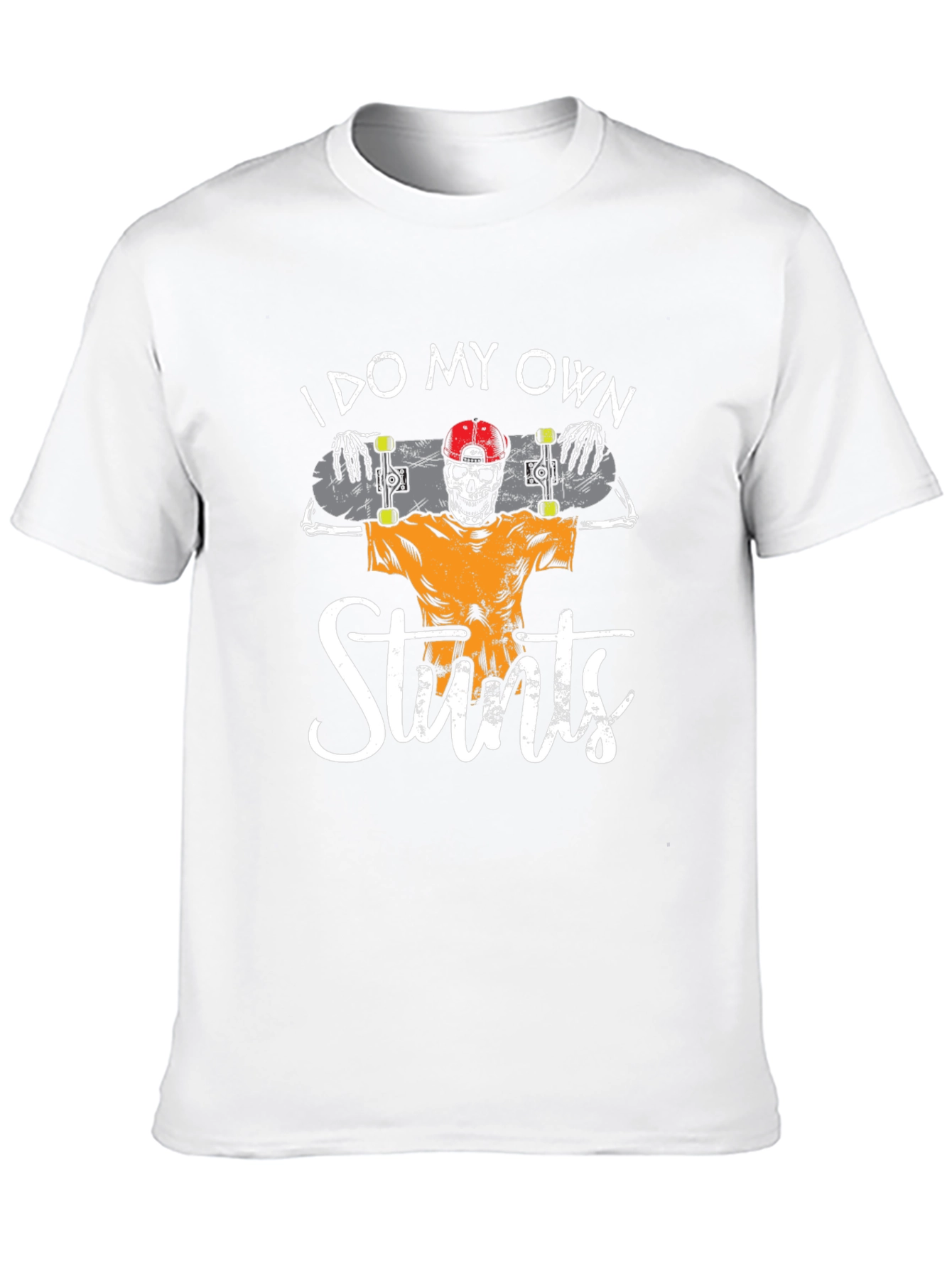 I Do My Own Stunts Skateboard Skeleton Graphic Tee