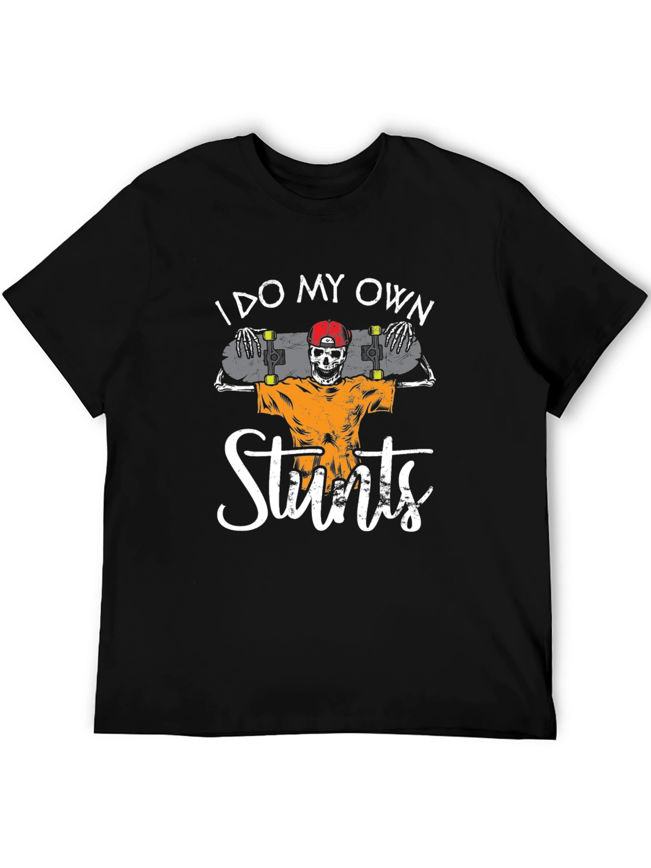 I Do My Own Stunts Skateboard Skeleton Graphic Tee
