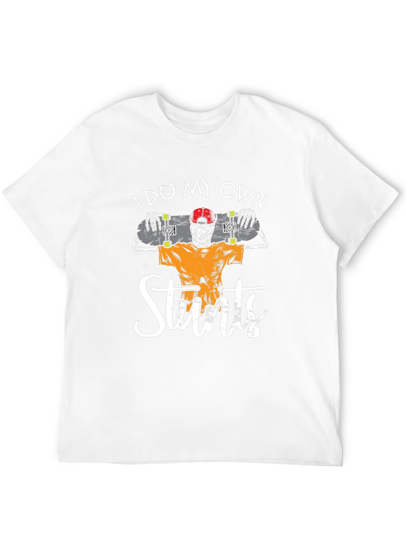 I Do My Own Stunts Skateboard Skeleton Graphic Tee