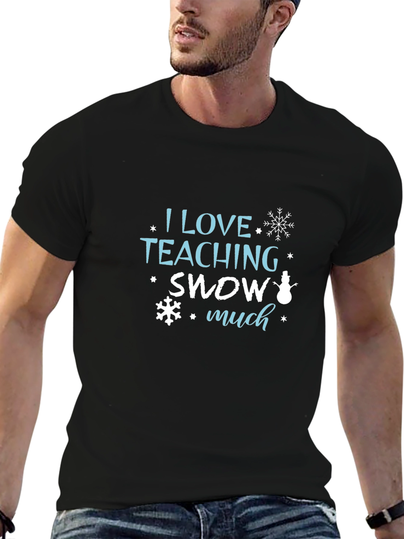 I Love Teaching Snow Much Black T-Shirt