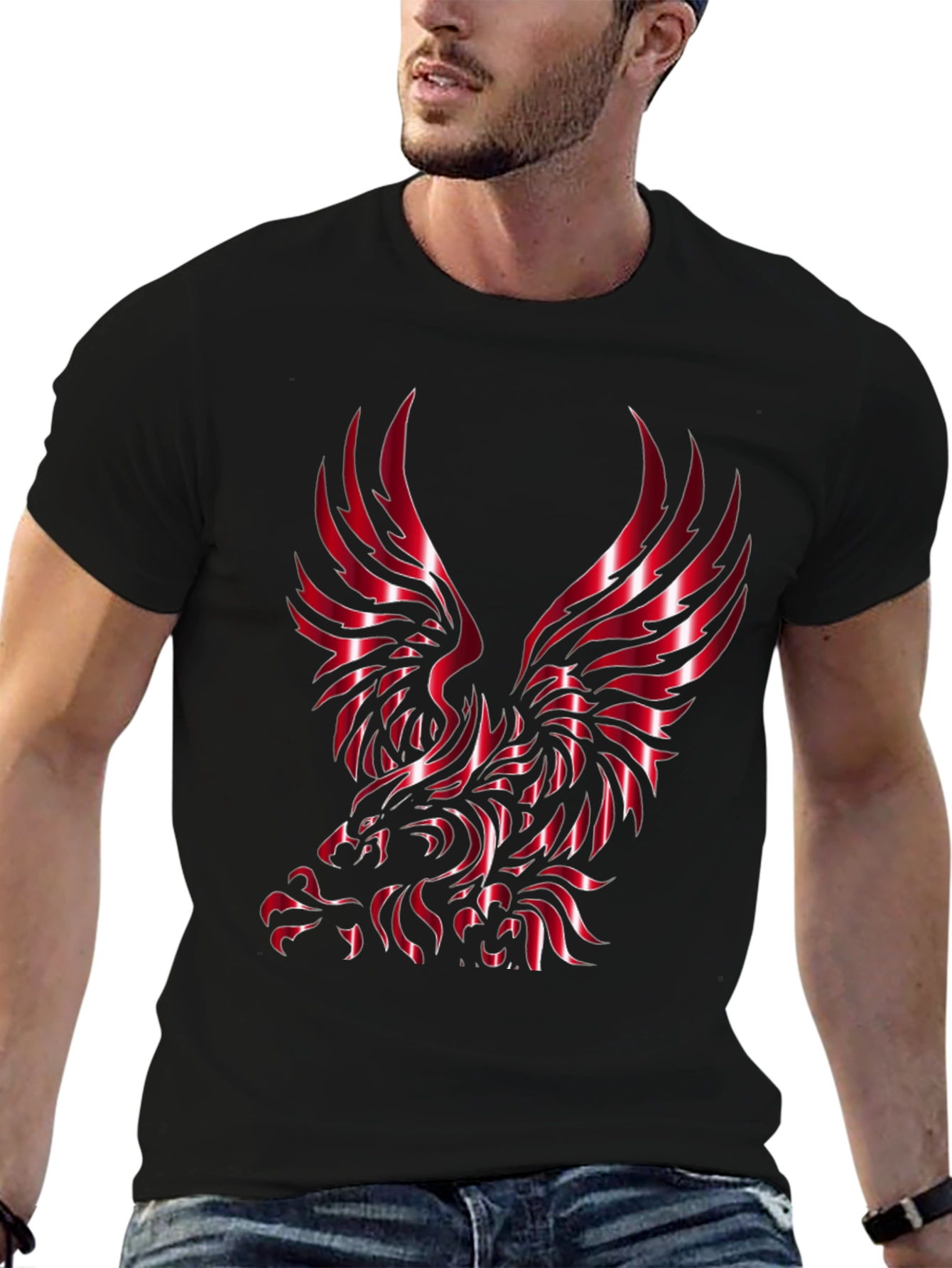 Bold Eagle Graphic Mens Black T-Shirt
