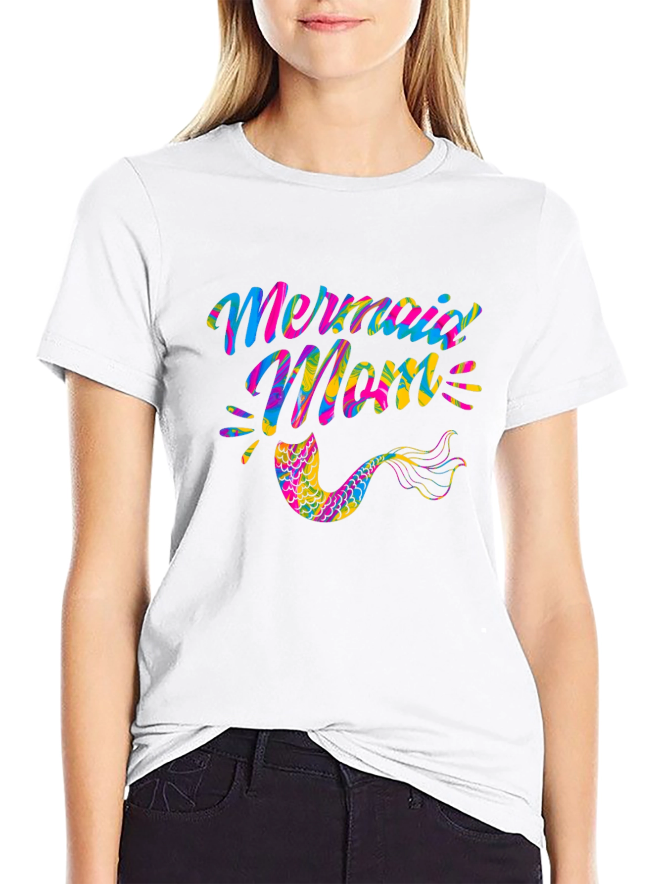Mermaid Mom Black Graphic Tee