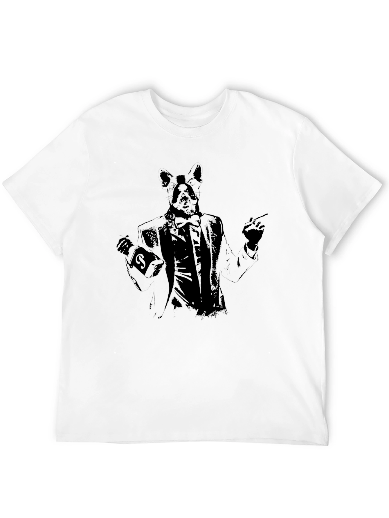 Mens Black T-Shirt with Bunny Suit Design