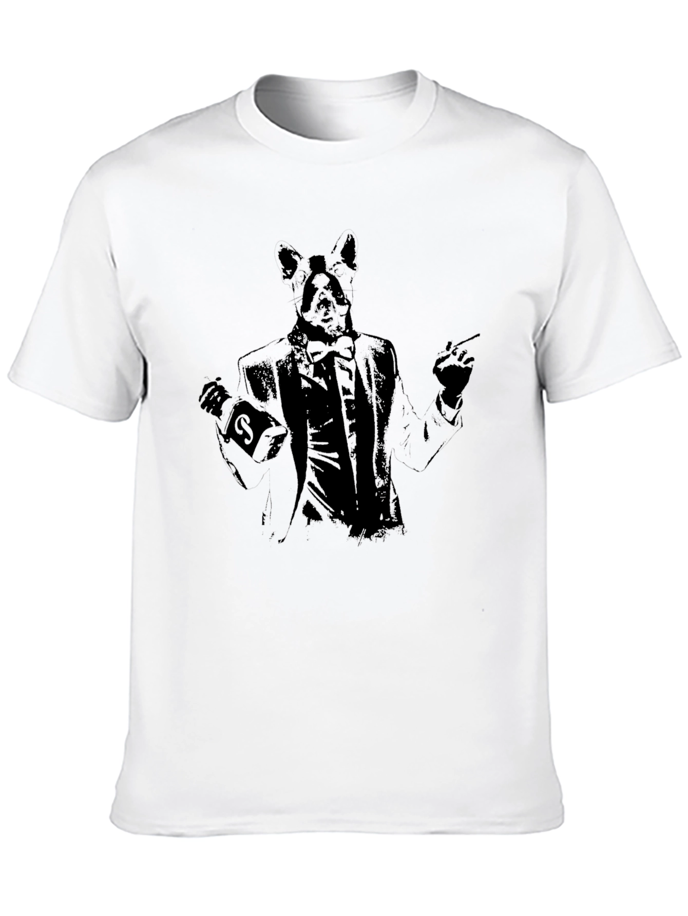 Mens Black T-Shirt with Bunny Suit Design