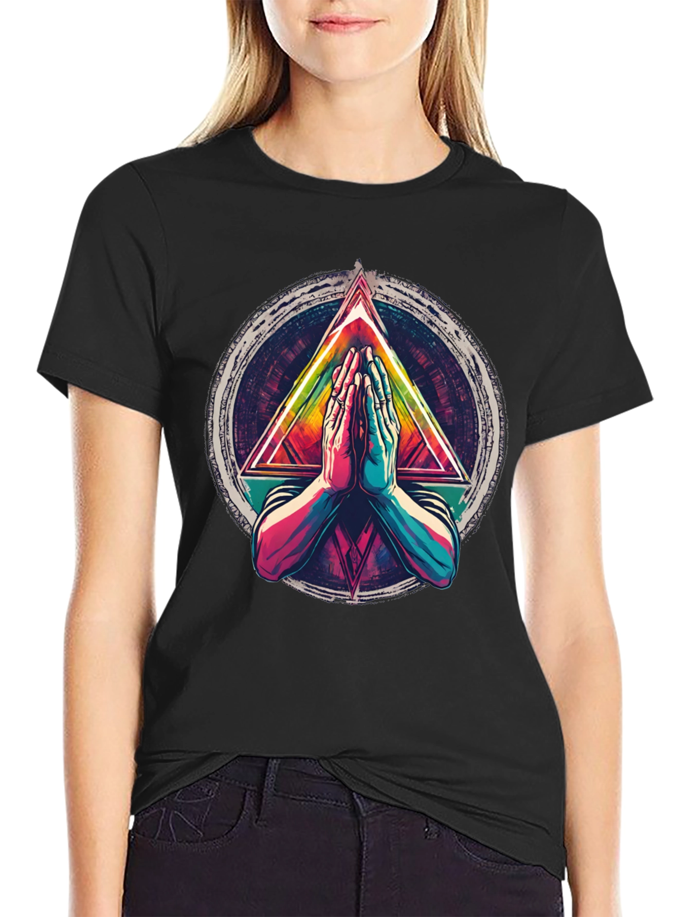 Geometric Hands Black T-Shirt