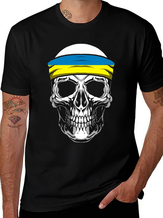 Skull Ukrainian Flag Headband T-Shirt