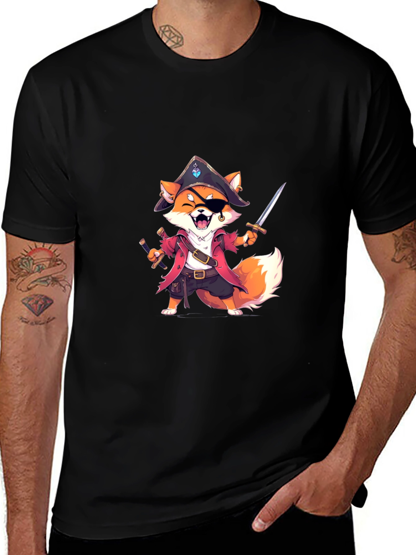Pirate Fox Graphic Tee - Soft Cotton Blend
