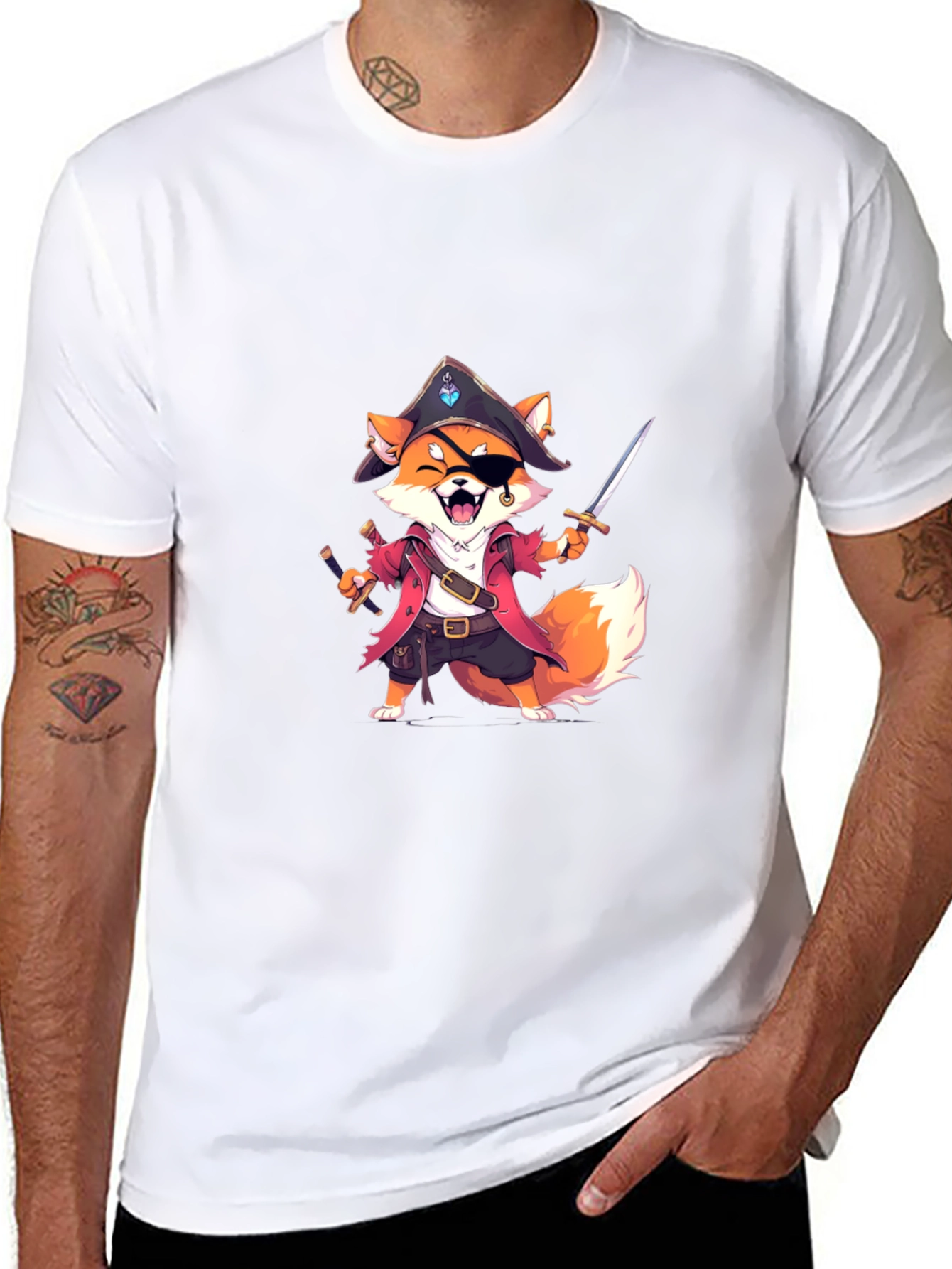 Pirate Fox Graphic Tee - Soft Cotton Blend
