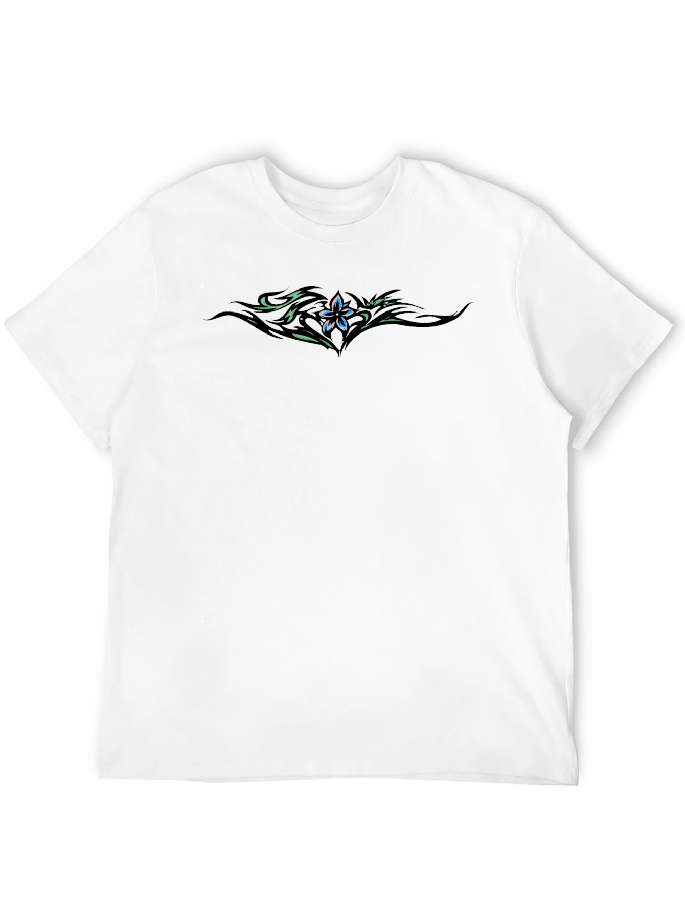 Floral Tribal Tattoo Graphic Black T-Shirt