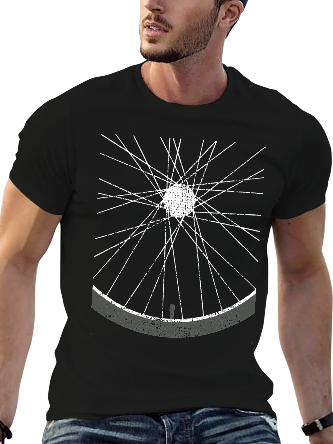 Bike Wheel Graphic T-Shirt - Unique Spokes Design