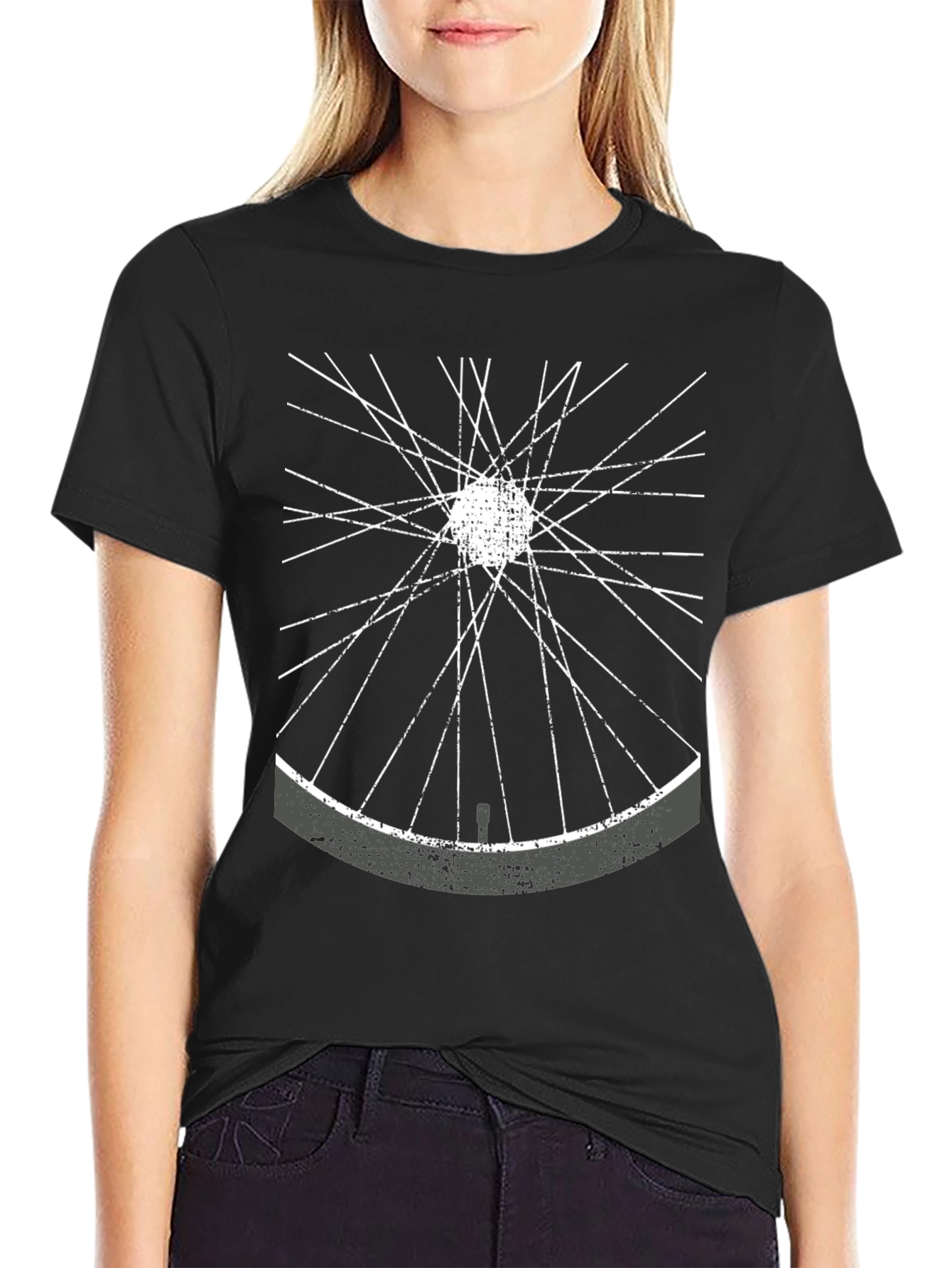 Bike Wheel Graphic T-Shirt - Unique Spokes Design