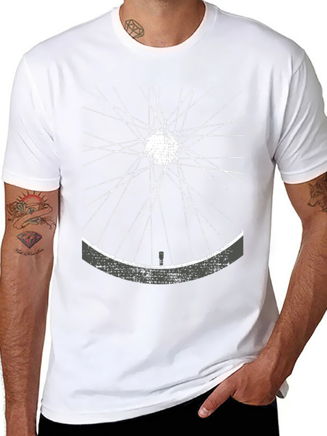 Bike Wheel Graphic T-Shirt - Unique Spokes Design