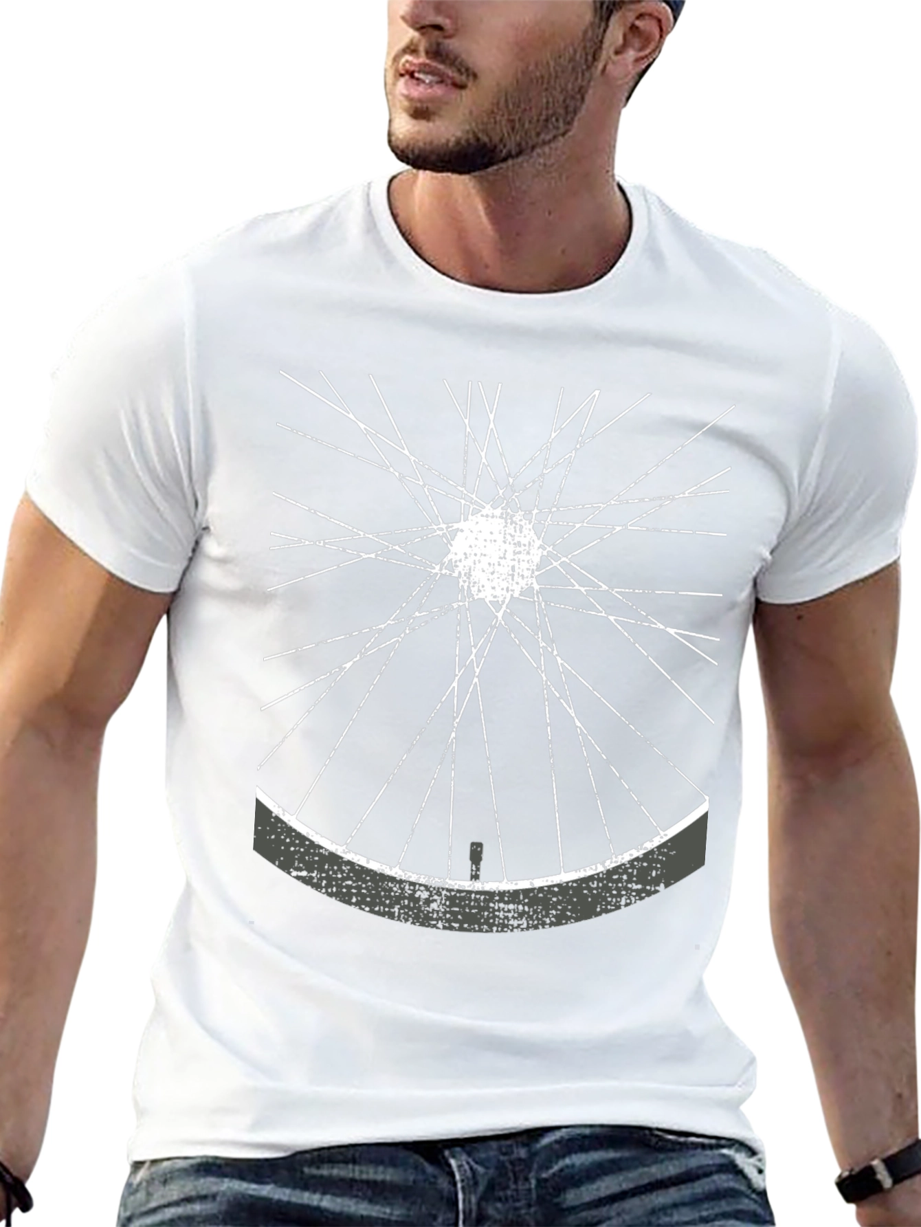 Bike Wheel Graphic T-Shirt - Unique Spokes Design