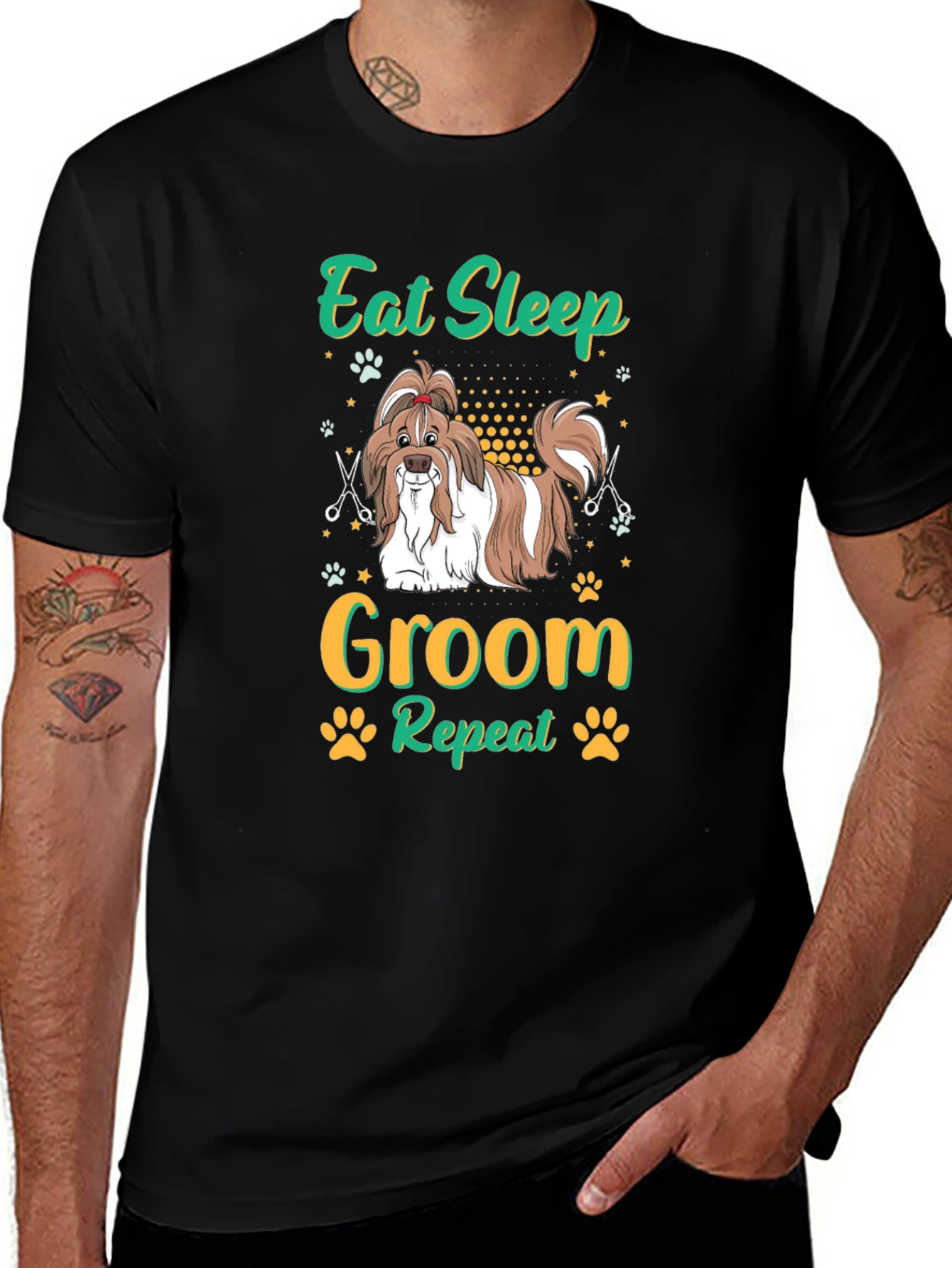 Eat Sleep Groom Repeat T-Shirt - Dog Groomer Tee