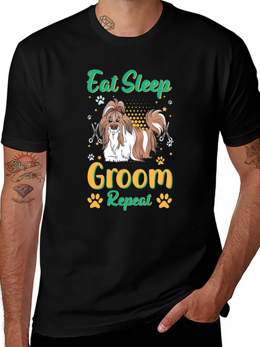 Eat Sleep Groom Repeat T-Shirt - Dog Groomer Tee