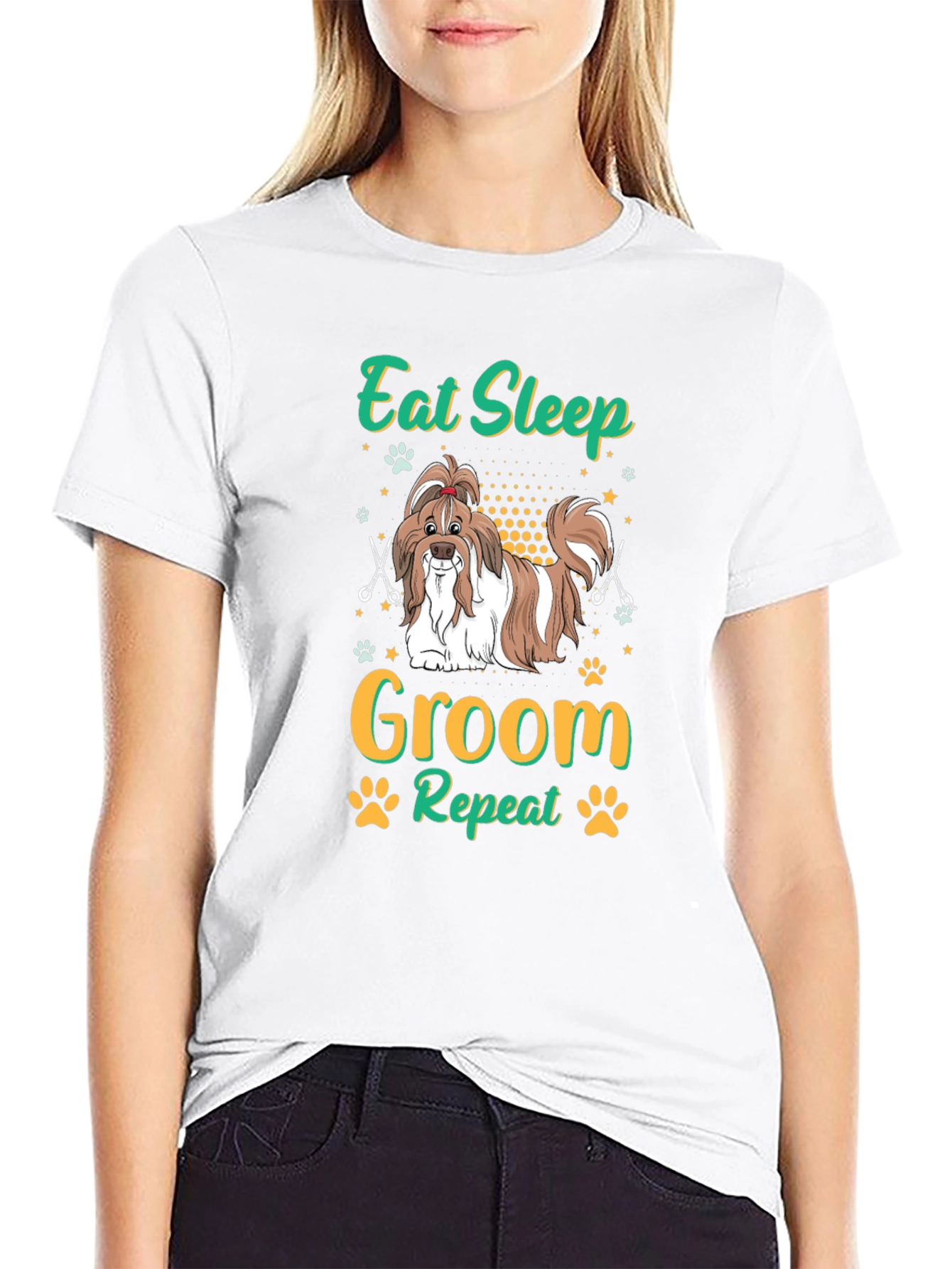Eat Sleep Groom Repeat T-Shirt - Dog Groomer Tee