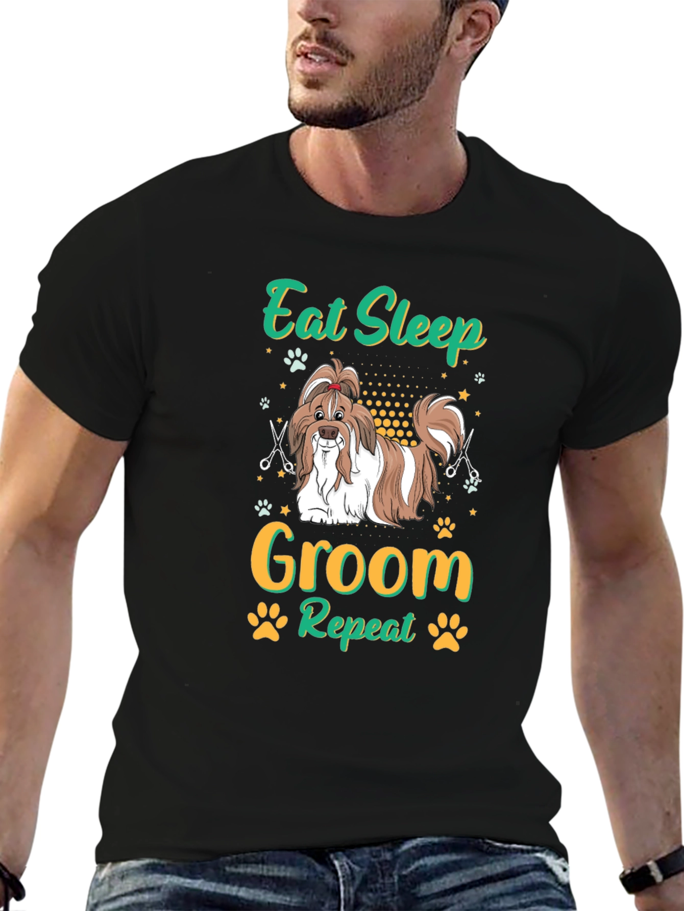 Eat Sleep Groom Repeat T-Shirt - Dog Groomer Tee