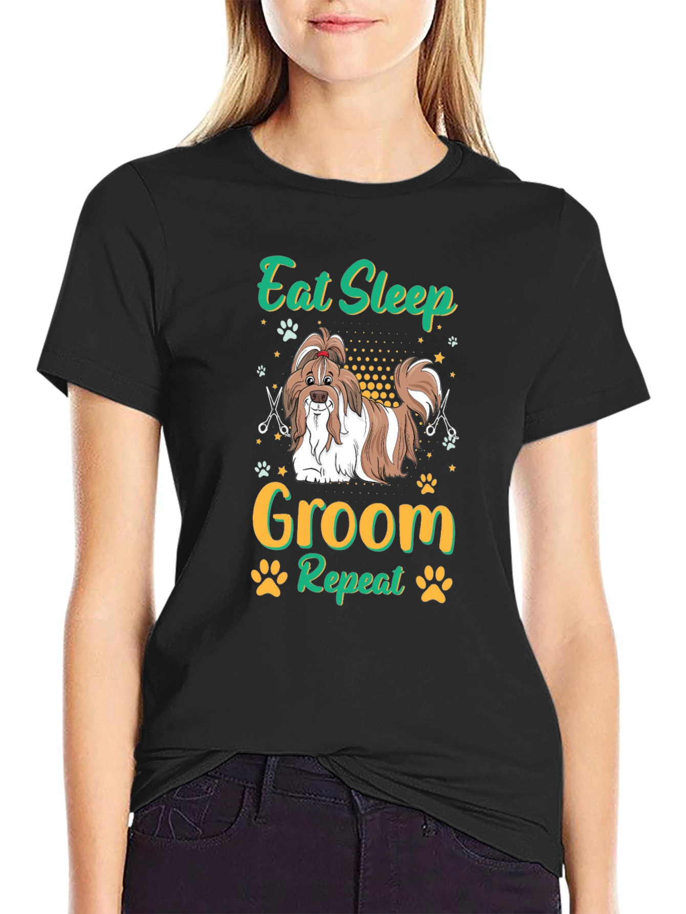 Eat Sleep Groom Repeat T-Shirt - Dog Groomer Tee