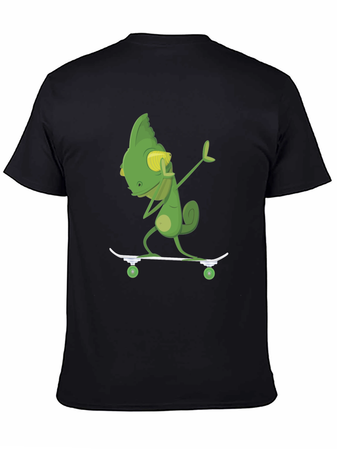 Skateboarding Chameleon Graphic Tee - Black