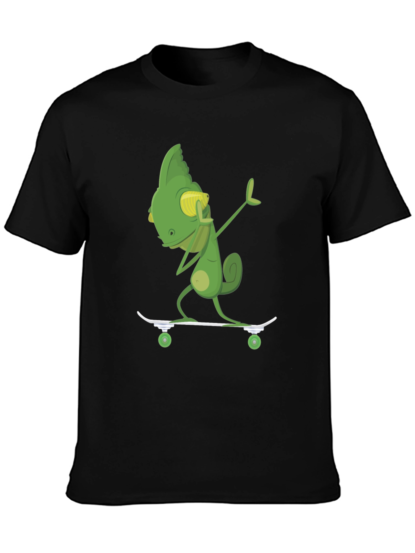 Skateboarding Chameleon Graphic Tee - Black