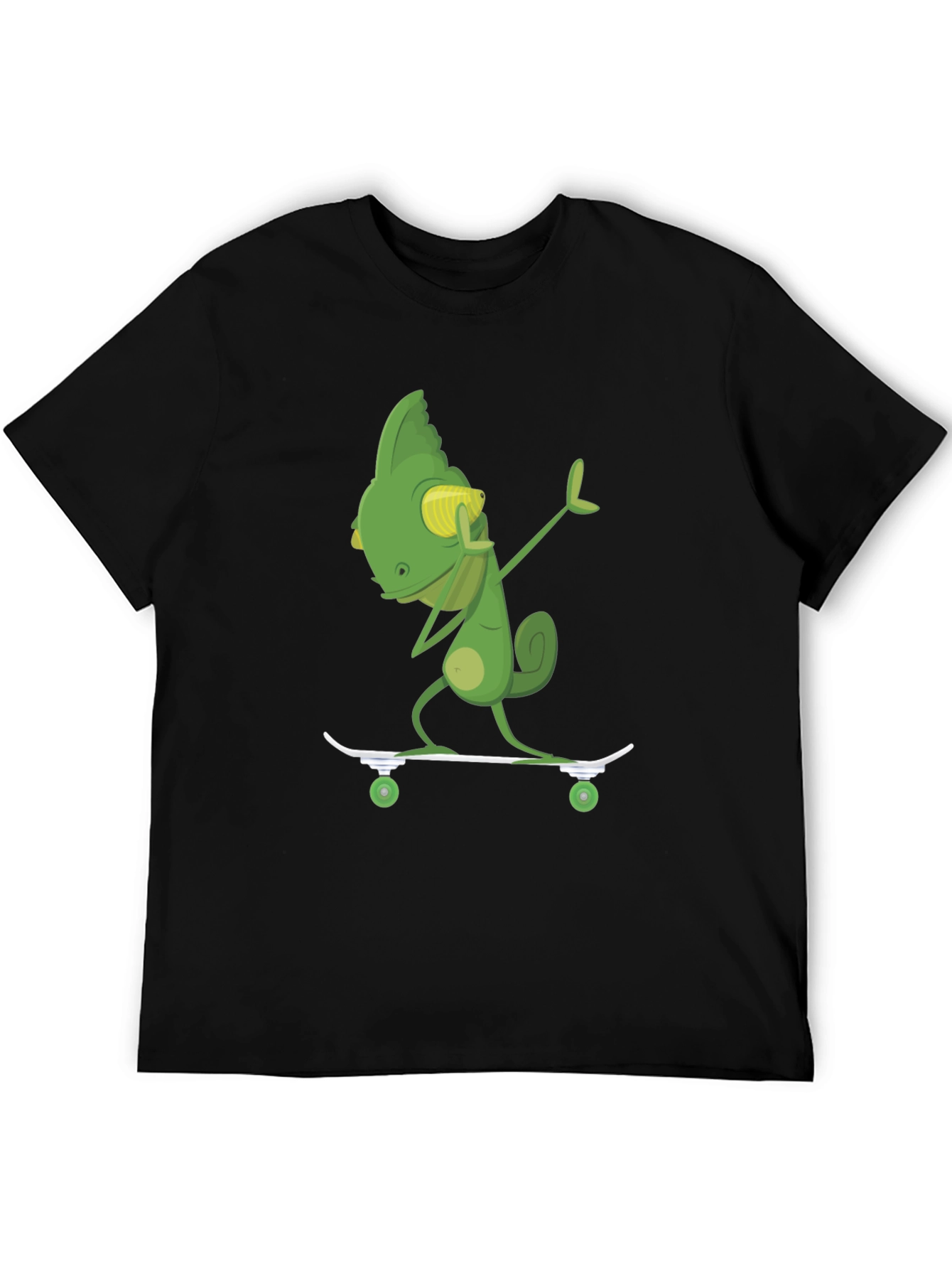 Skateboarding Chameleon Graphic Tee - Black