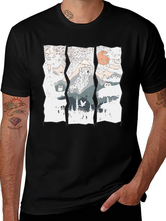 Mountain Owl T-Shirt - Graphic Print Tee