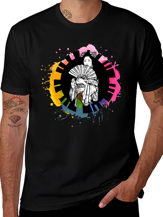 Geisha Art T-Shirt - Colorful Piano Design