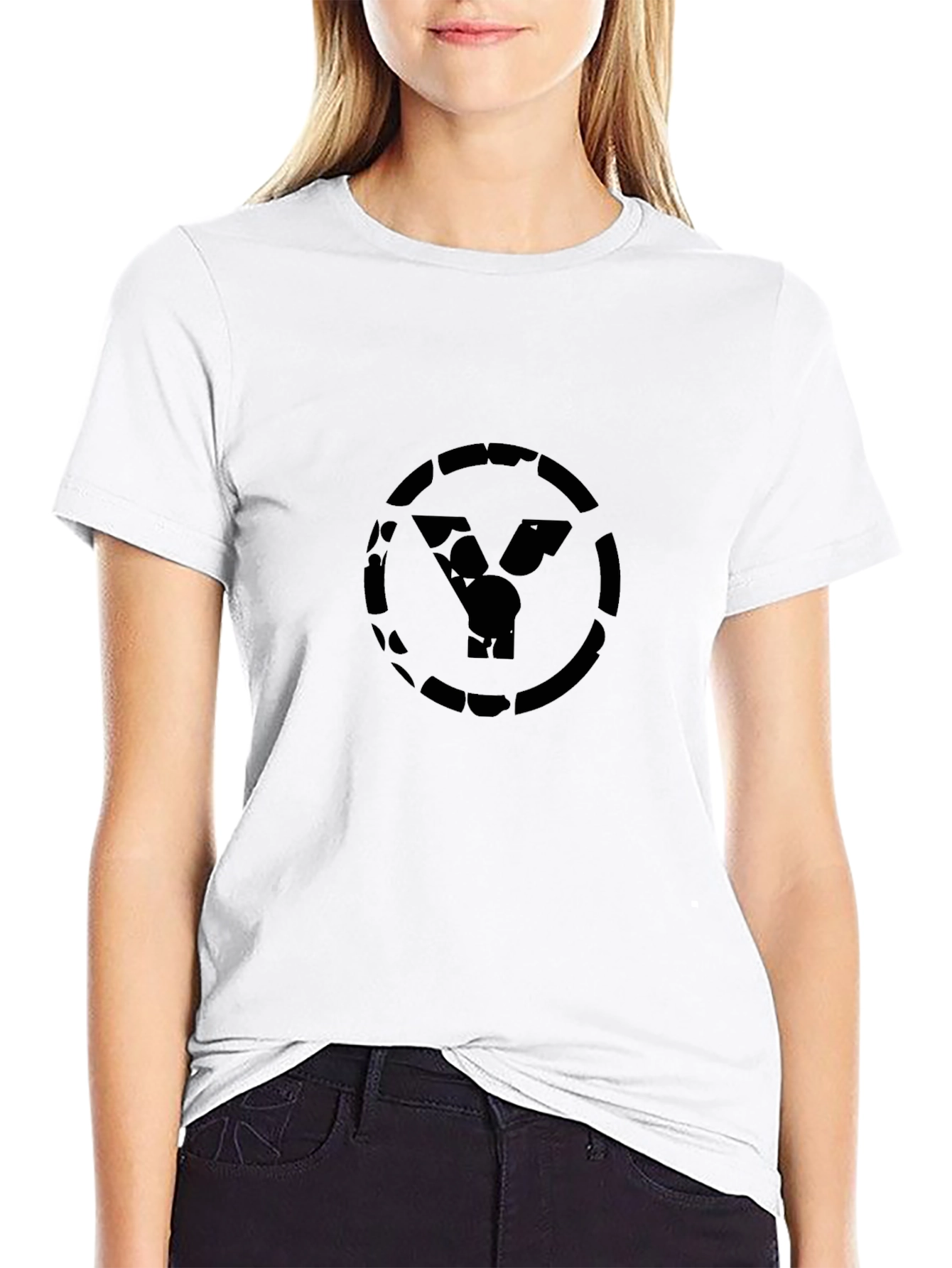 Black T-Shirt with Abstract Y Logo