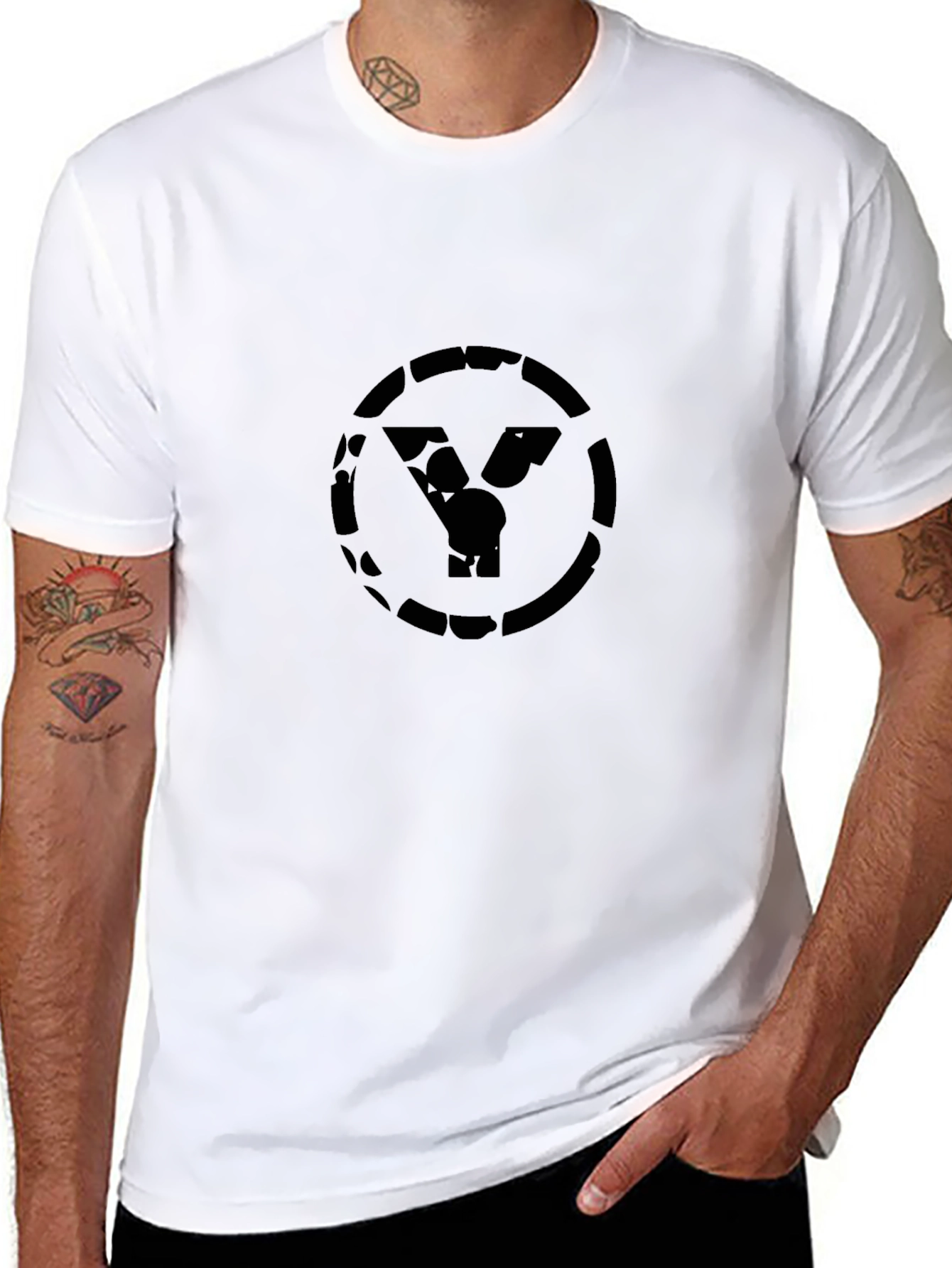 Black T-Shirt with Abstract Y Logo