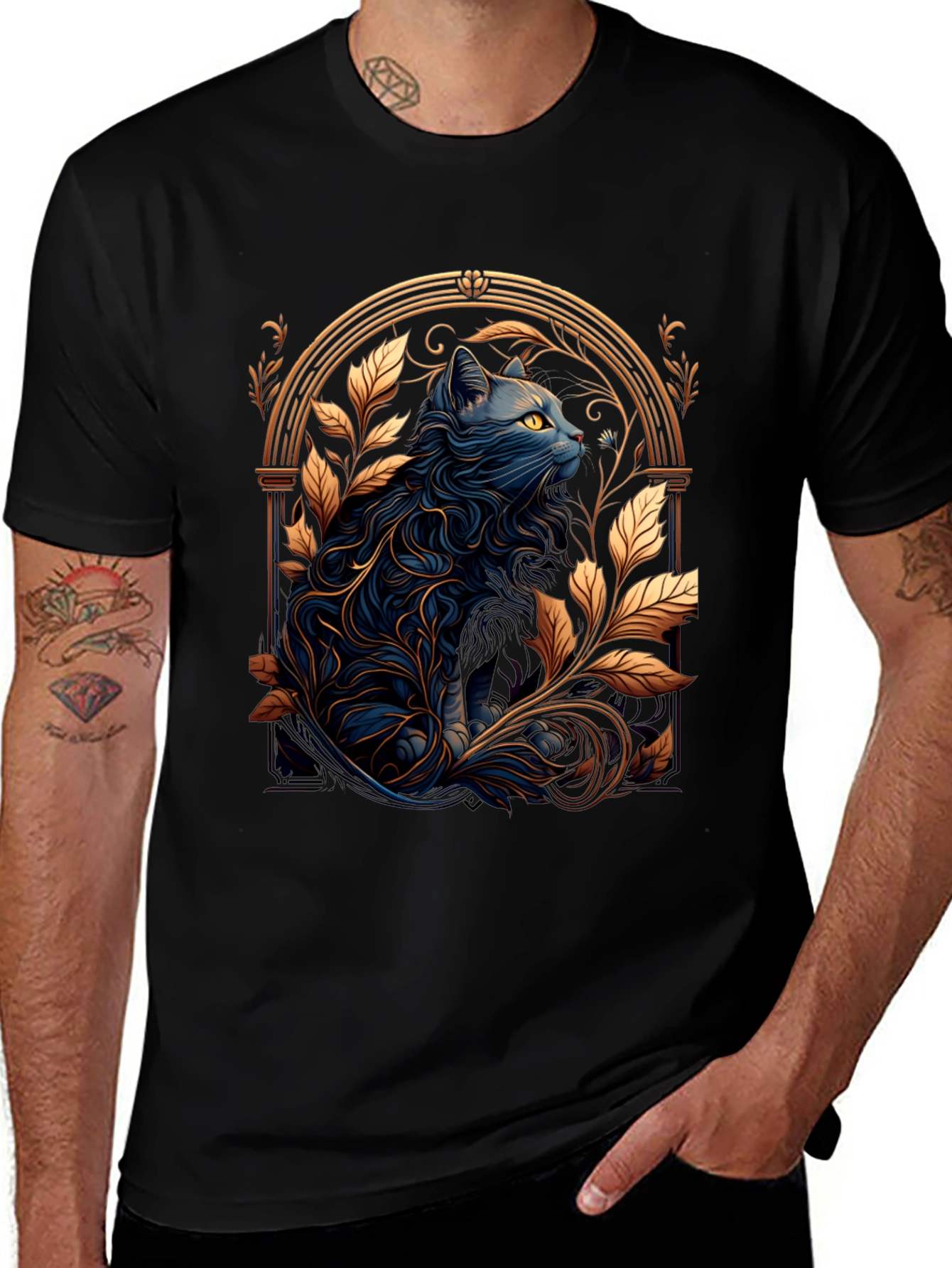 Mystic Cat Graphic Tee - Unique Design