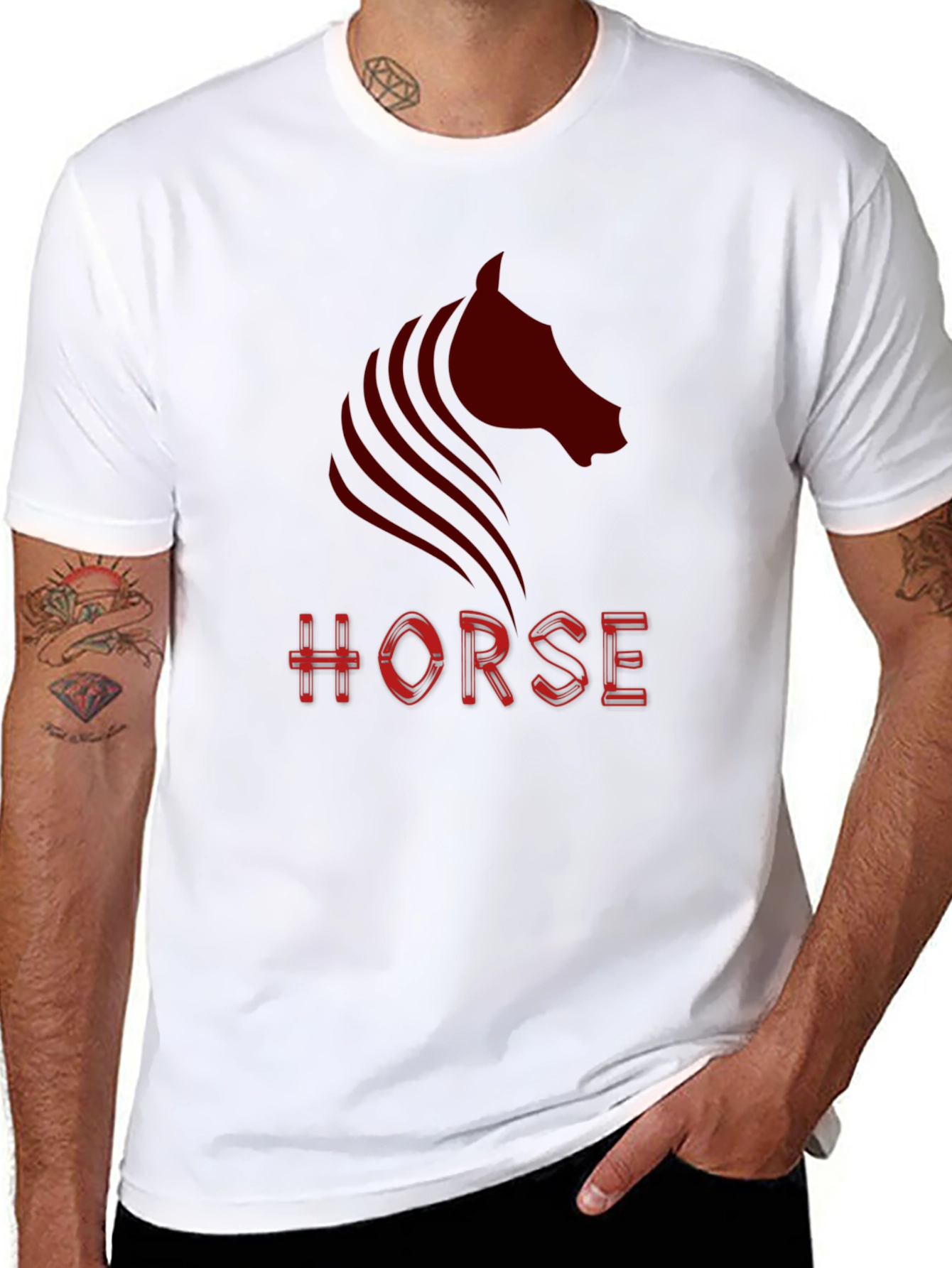 Mens Black Horse Graphic T-Shirt