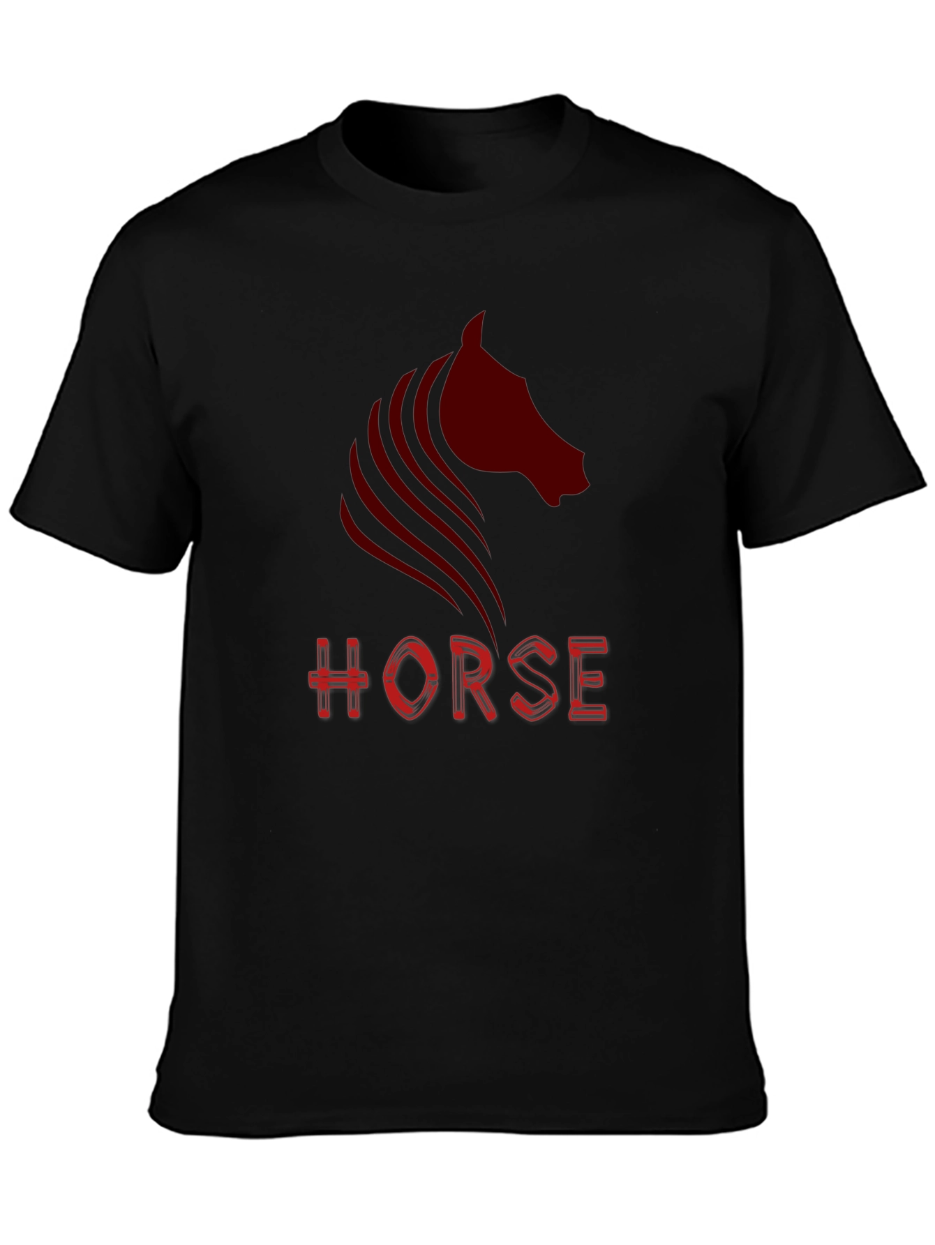 Mens Black Horse Graphic T-Shirt