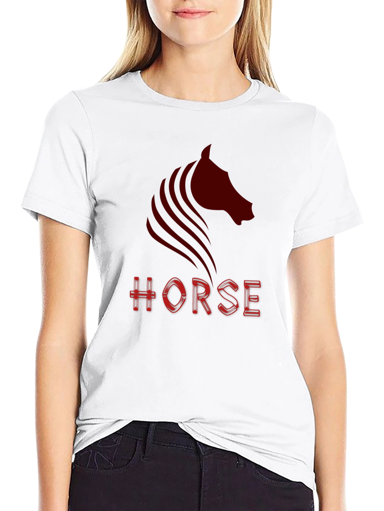 Mens Black Horse Graphic T-Shirt