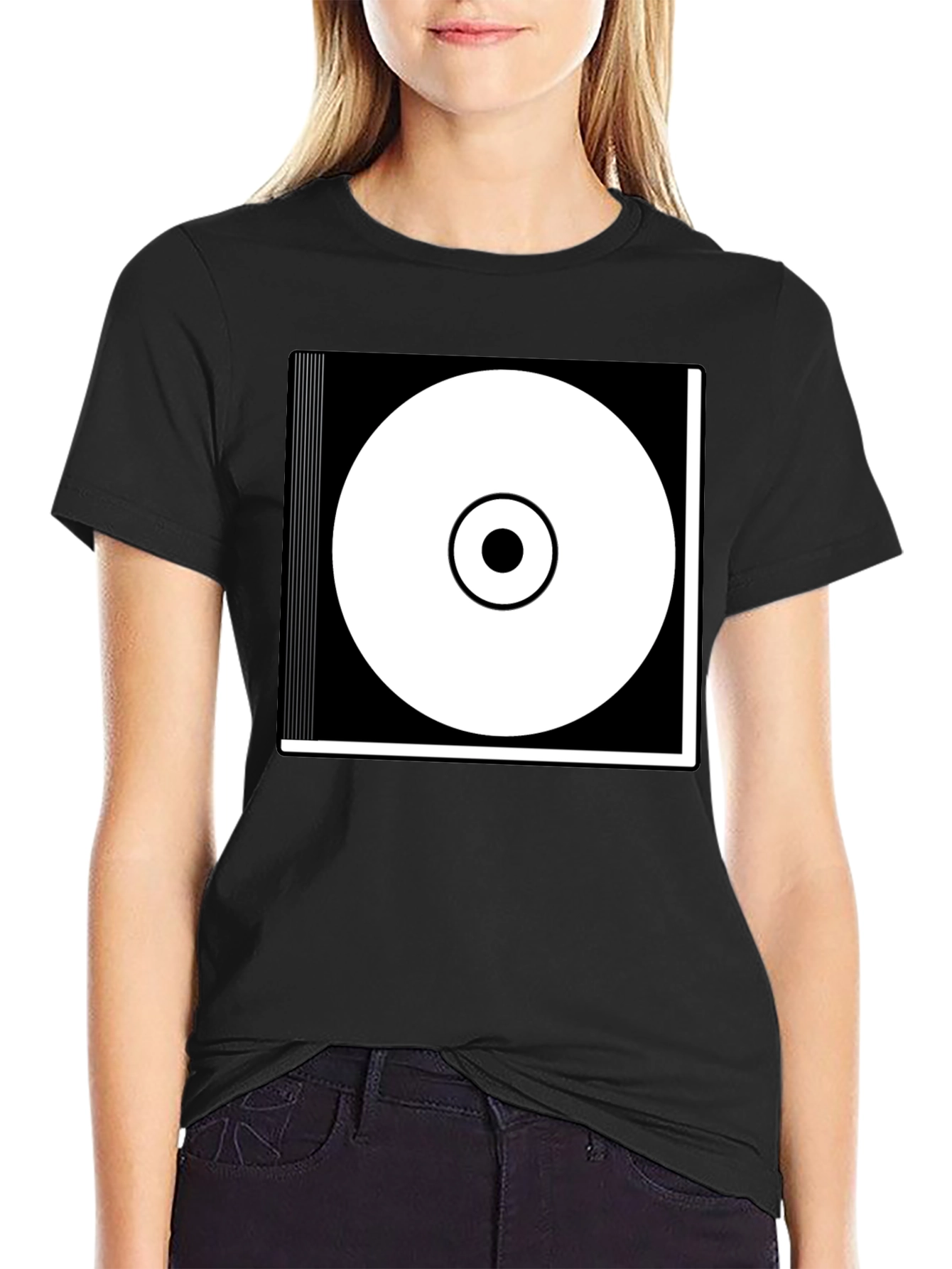 Modern Graphic Tee - Black & White Circle Design