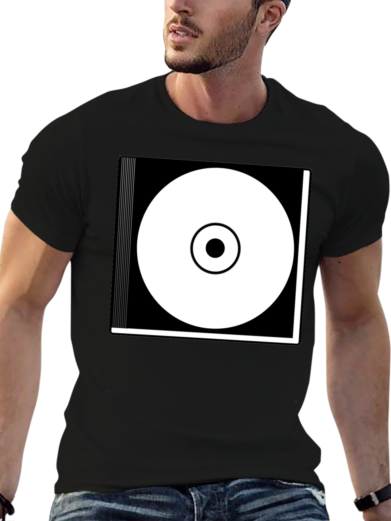 Modern Graphic Tee - Black & White Circle Design