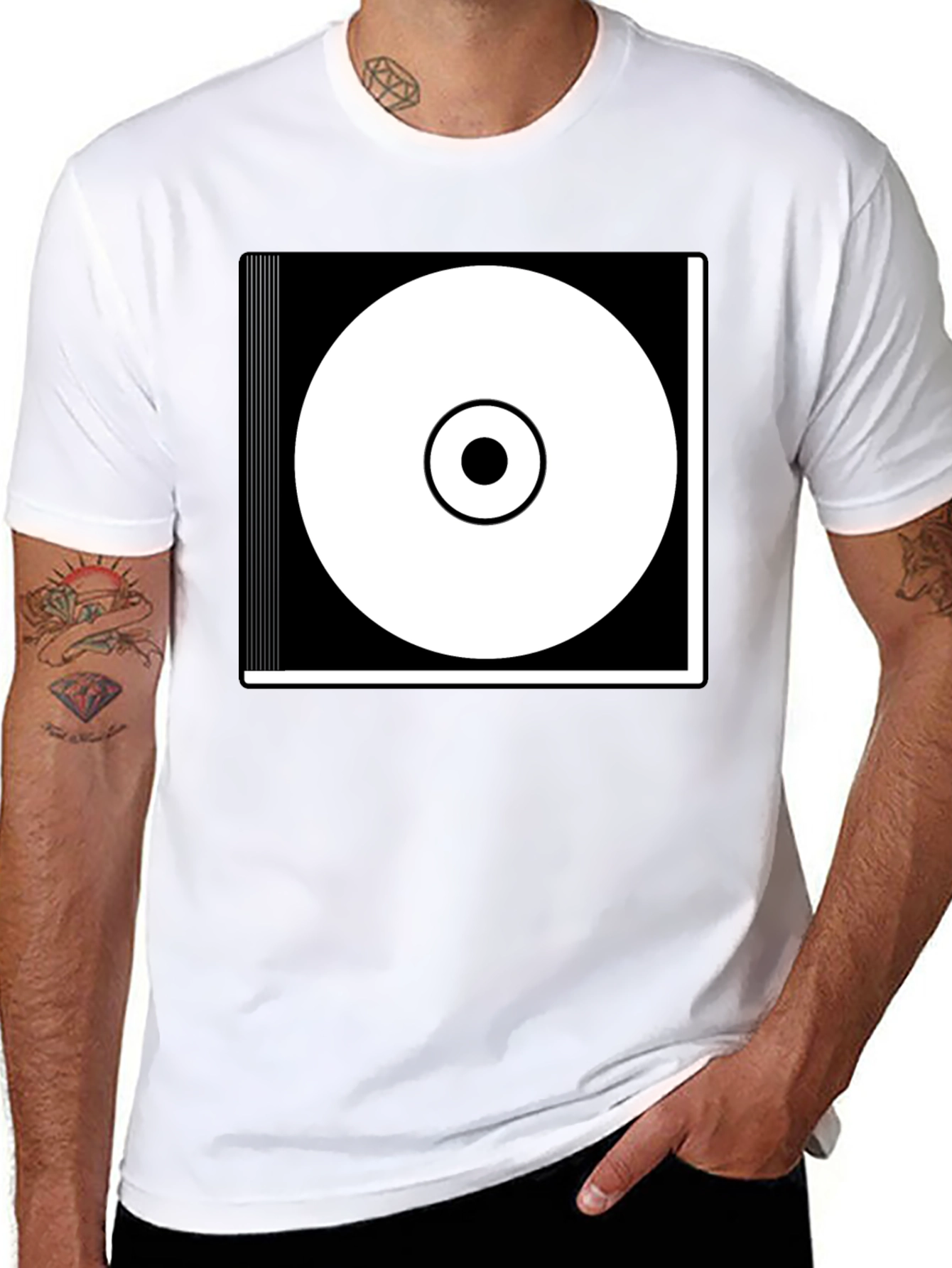 Modern Graphic Tee - Black & White Circle Design