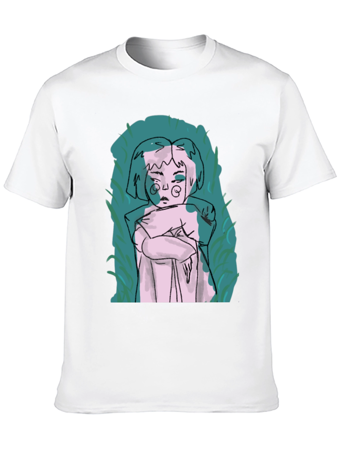 Abstract Art Graphic Tee - Black Crew Neck