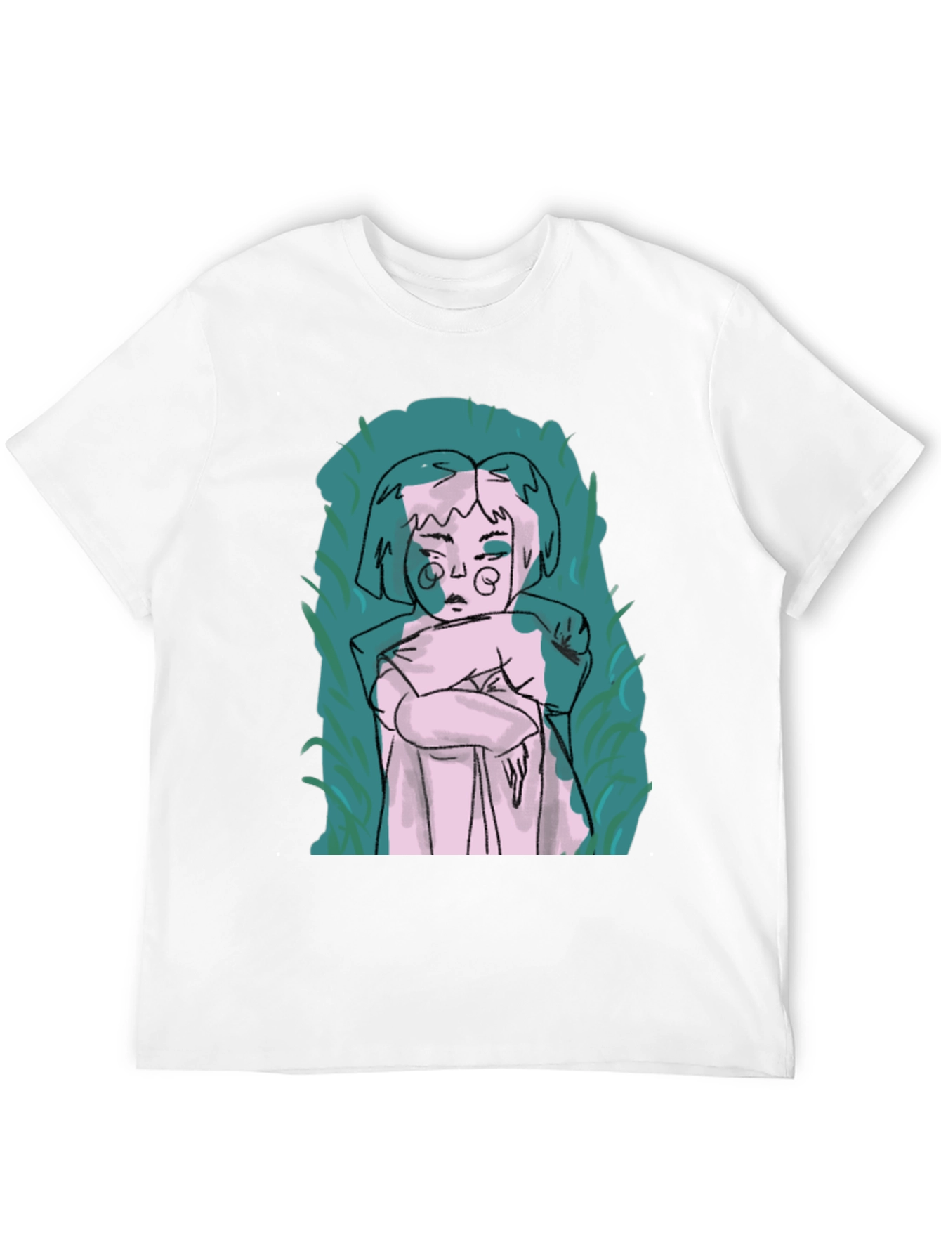 Abstract Art Graphic Tee - Black Crew Neck