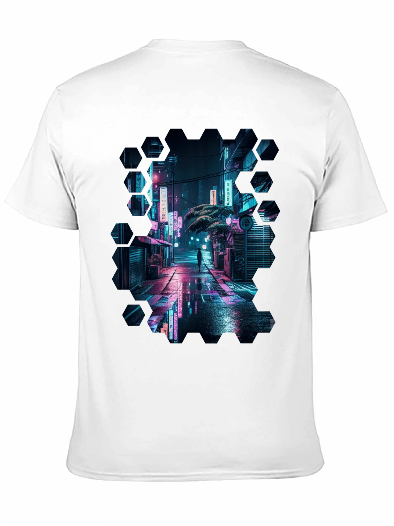 Cyberpunk Cityscape Black T-Shirt