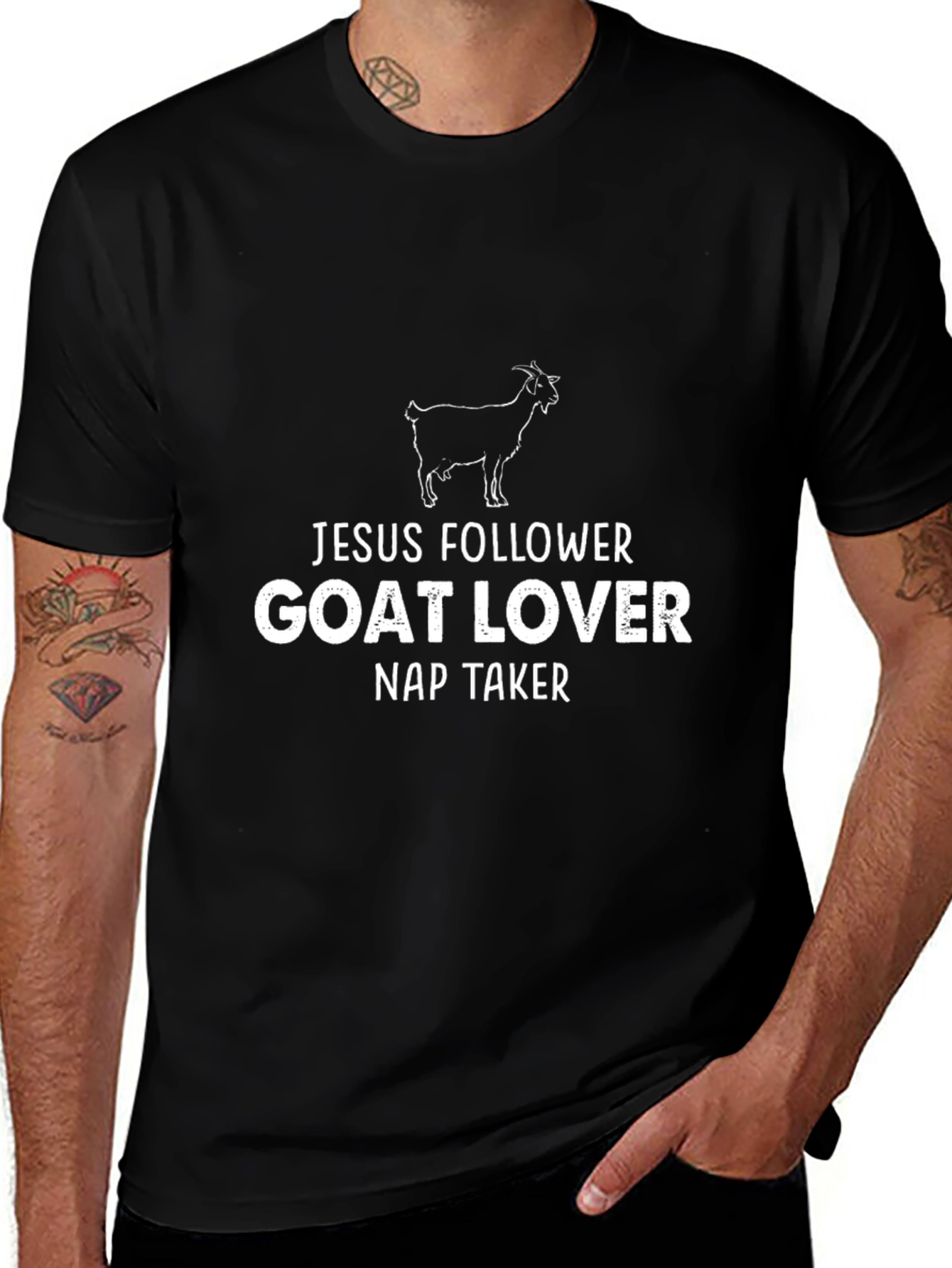 Jesus Follower Goat Lover Nap Taker Graphic Tee