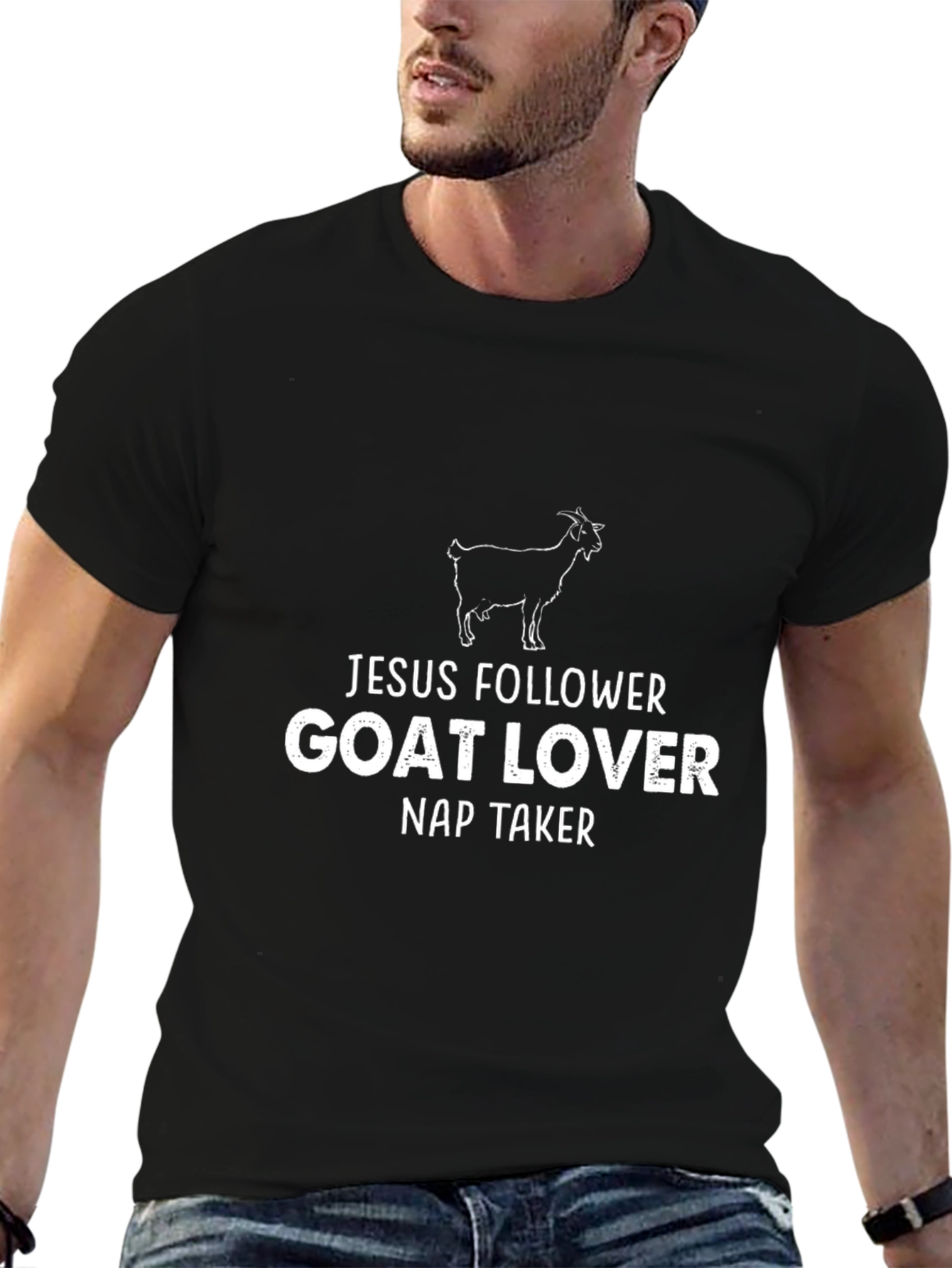 Jesus Follower Goat Lover Nap Taker Graphic Tee