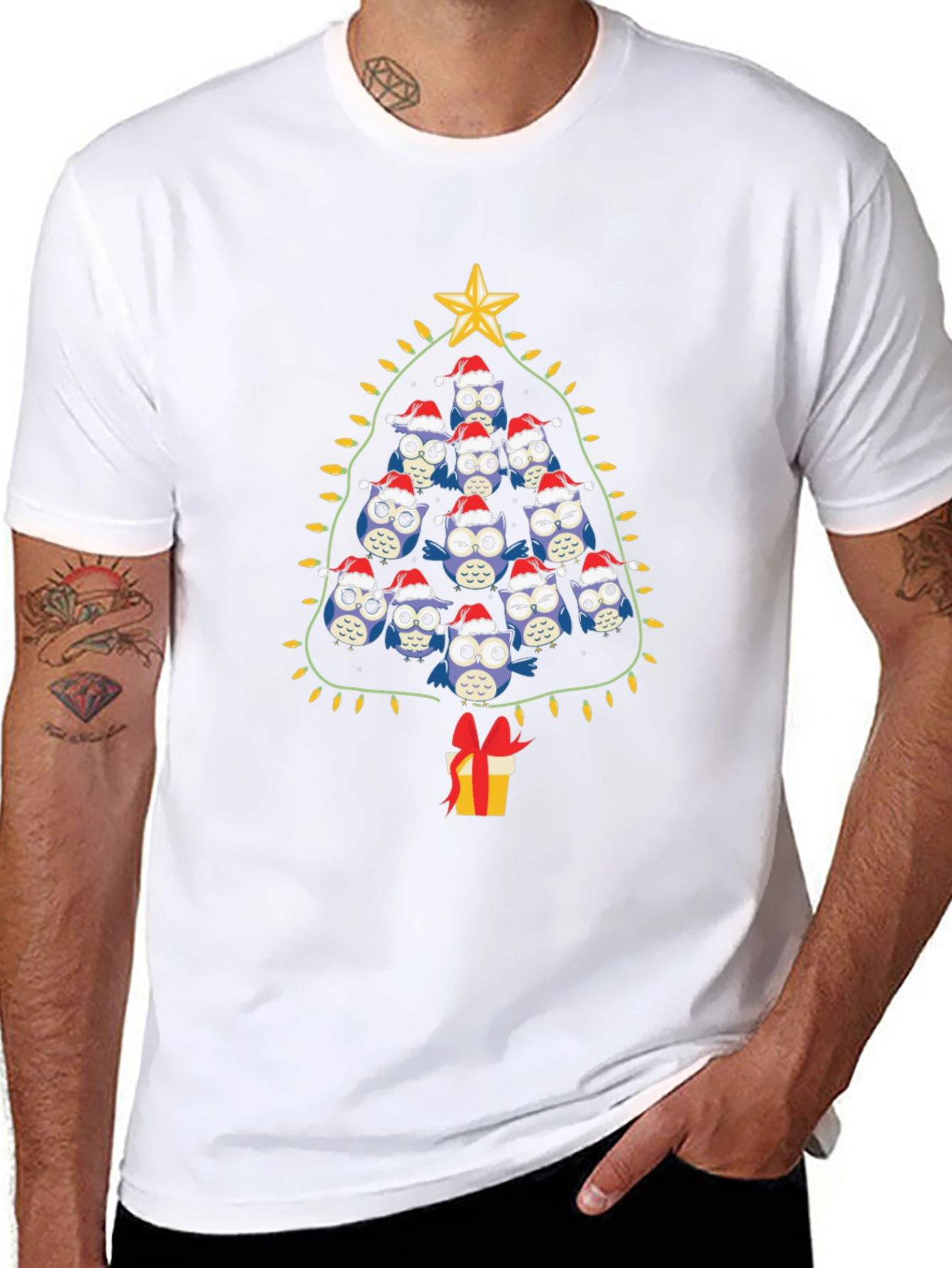 Festive Owl Christmas Tree T-Shirt