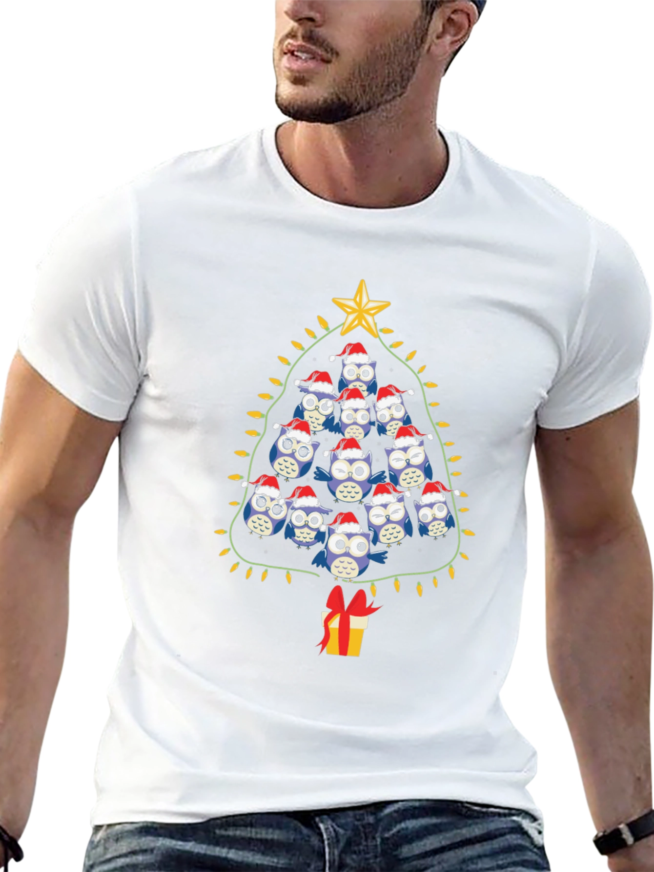 Festive Owl Christmas Tree T-Shirt