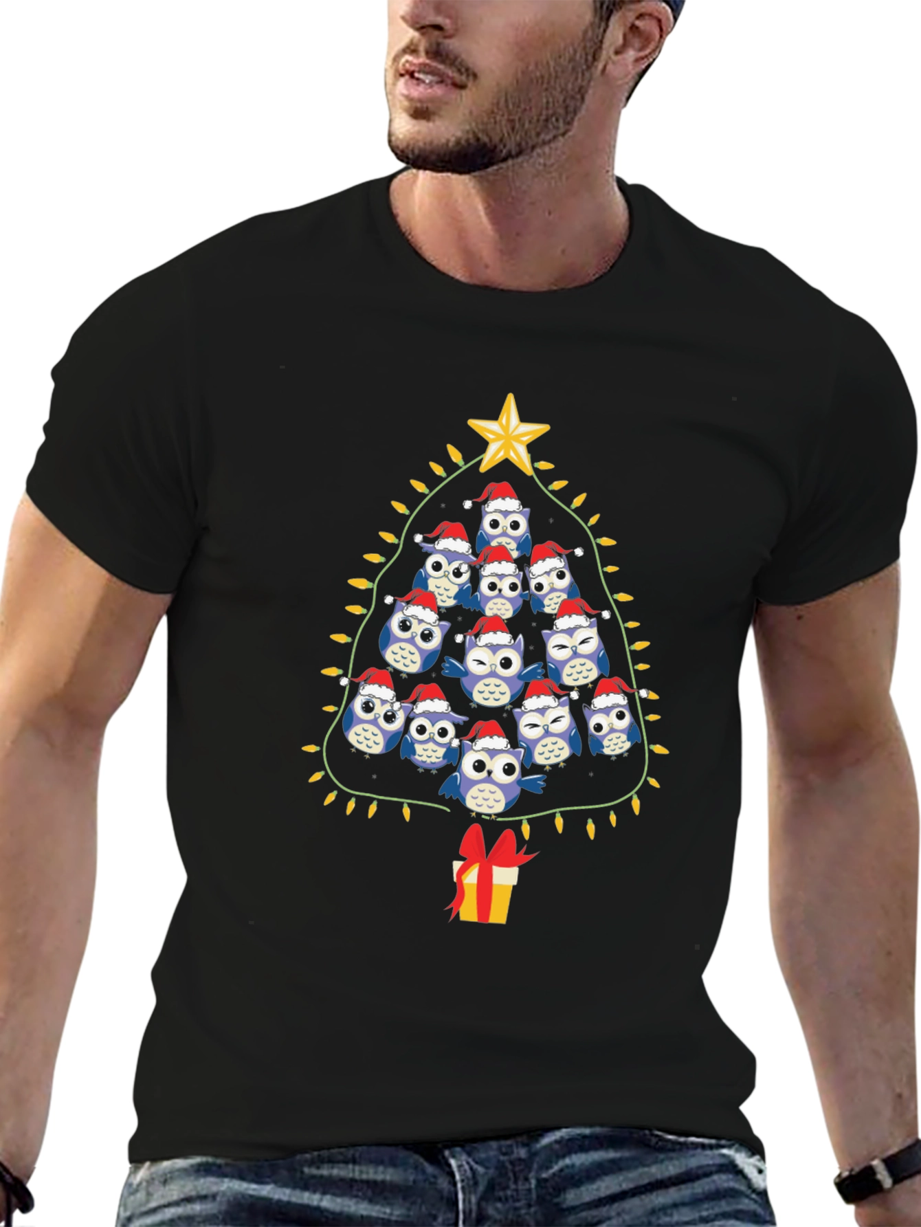 Festive Owl Christmas Tree T-Shirt