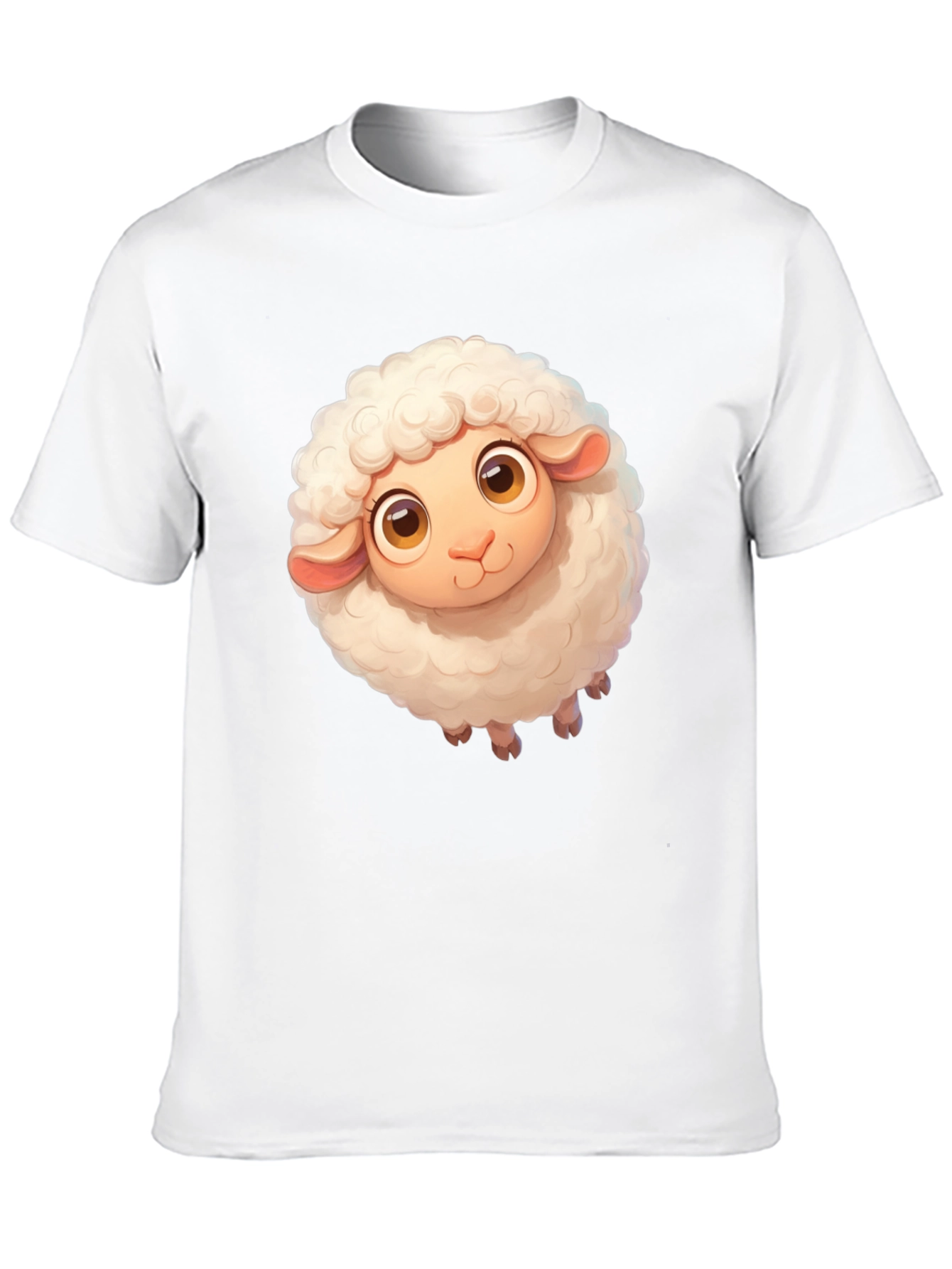 Cute Sheep Graphic Tee - Black Cotton Blend