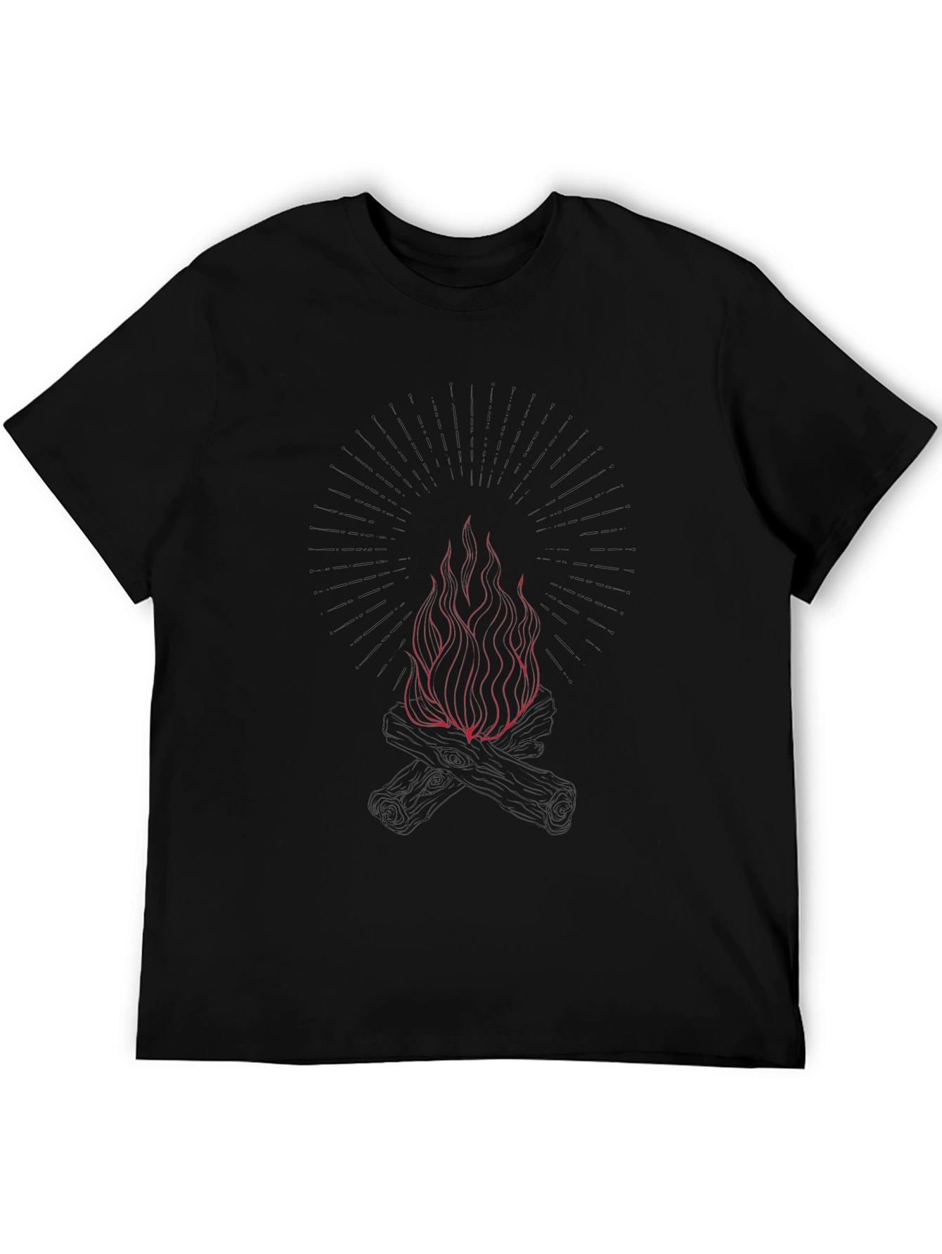 Graphic Black T-Shirt with Fire Design