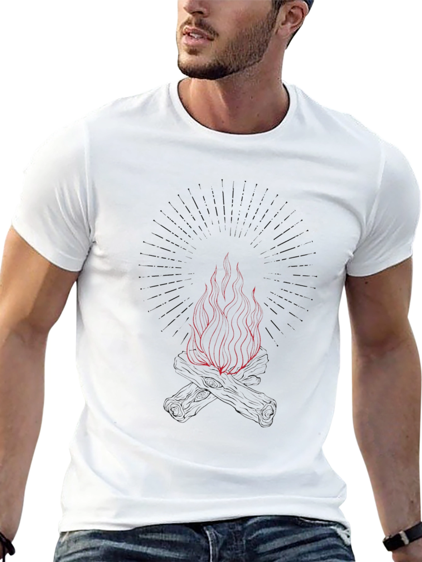 Graphic Black T-Shirt with Fire Design