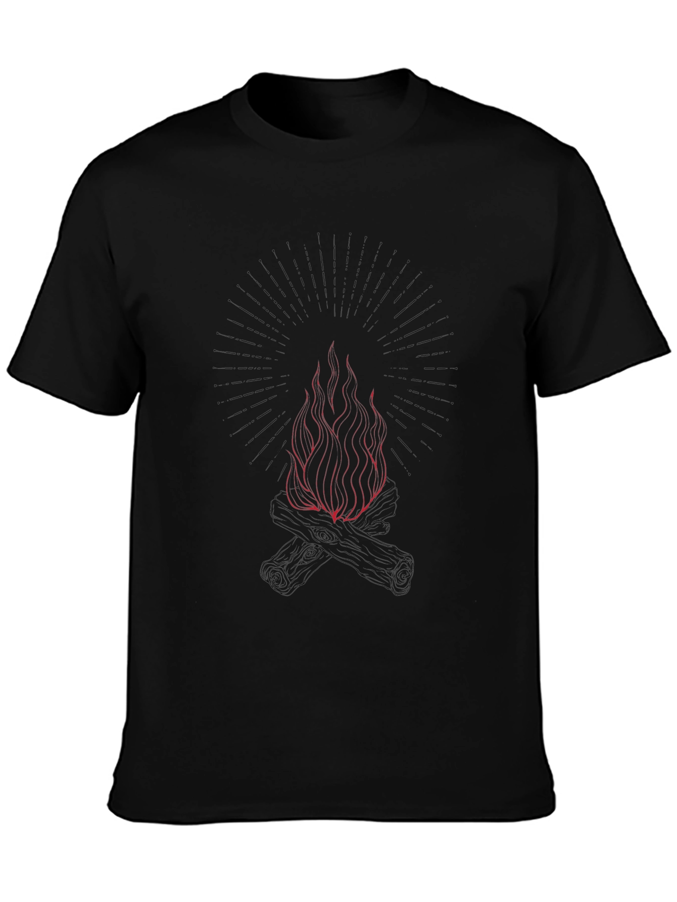 Graphic Black T-Shirt with Fire Design