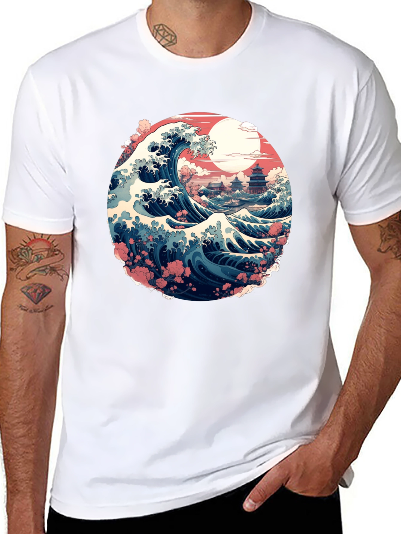 Great Wave Graphic Tee - Stylish Art Shirt