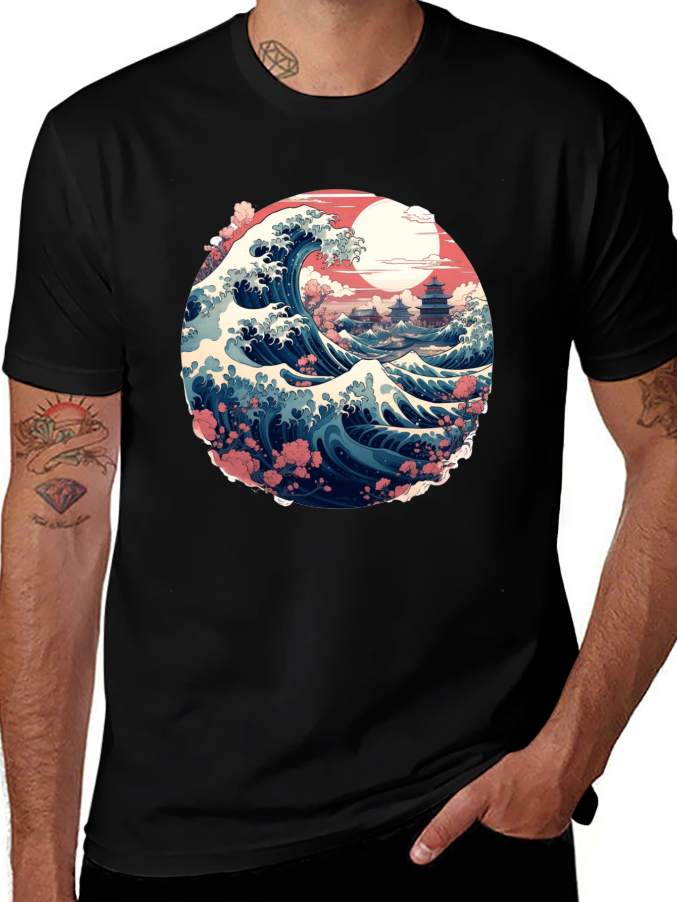 Great Wave Graphic Tee - Stylish Art Shirt